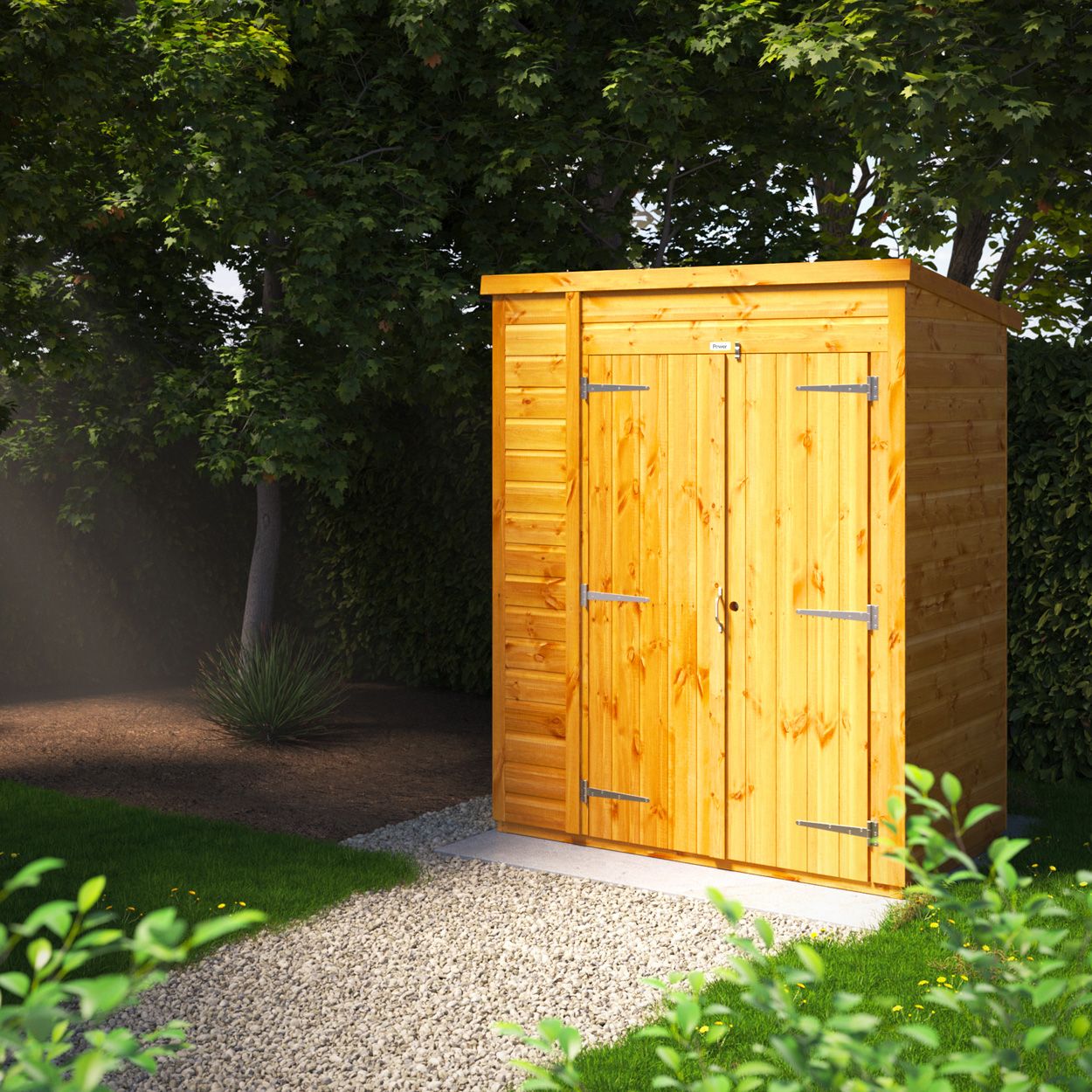 Powersheds Pent Toolshed Garden Shed - 5ft x 3ft - Double Doors