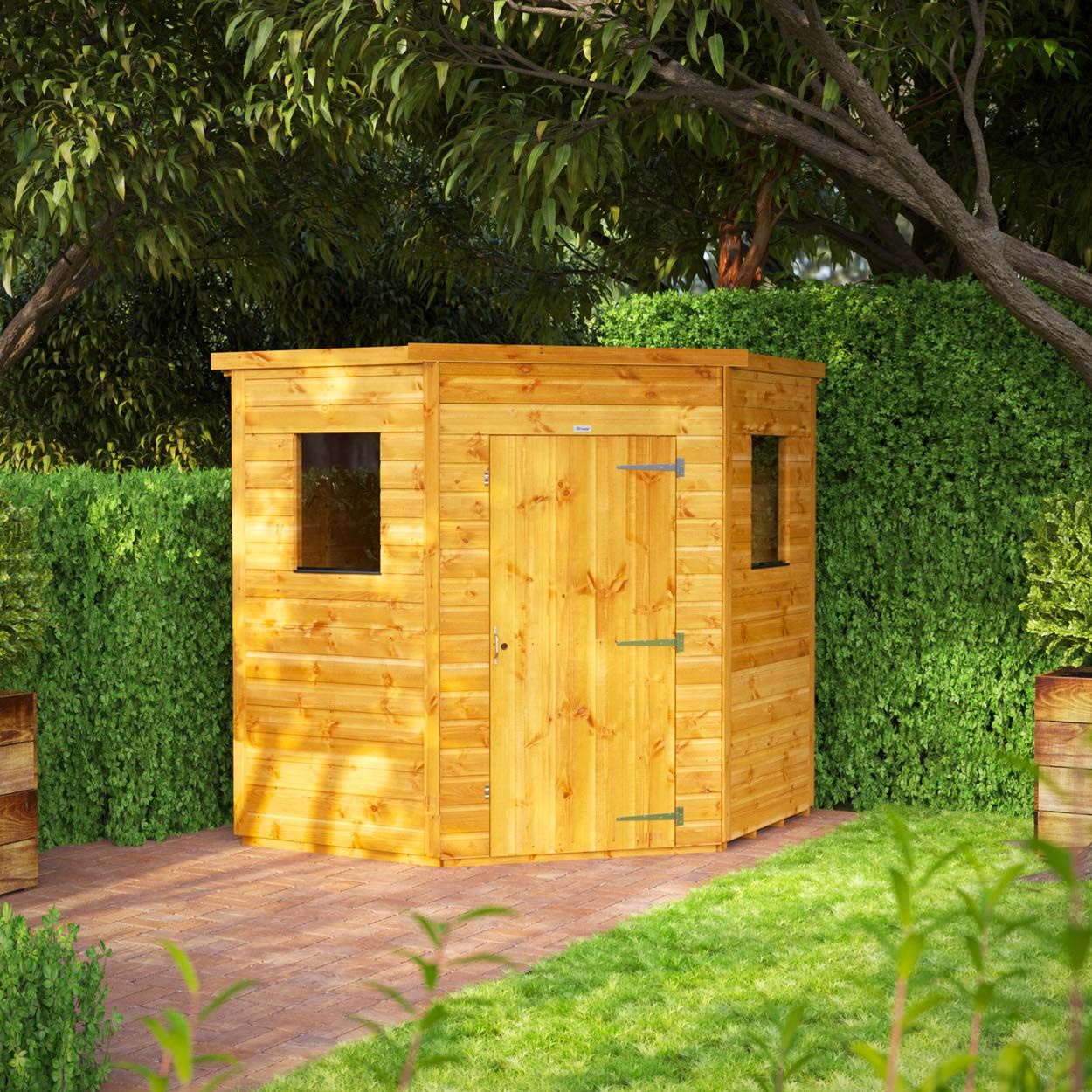 Powersheds Pent Corner Shed Garden Shed - 6ft x 6ft