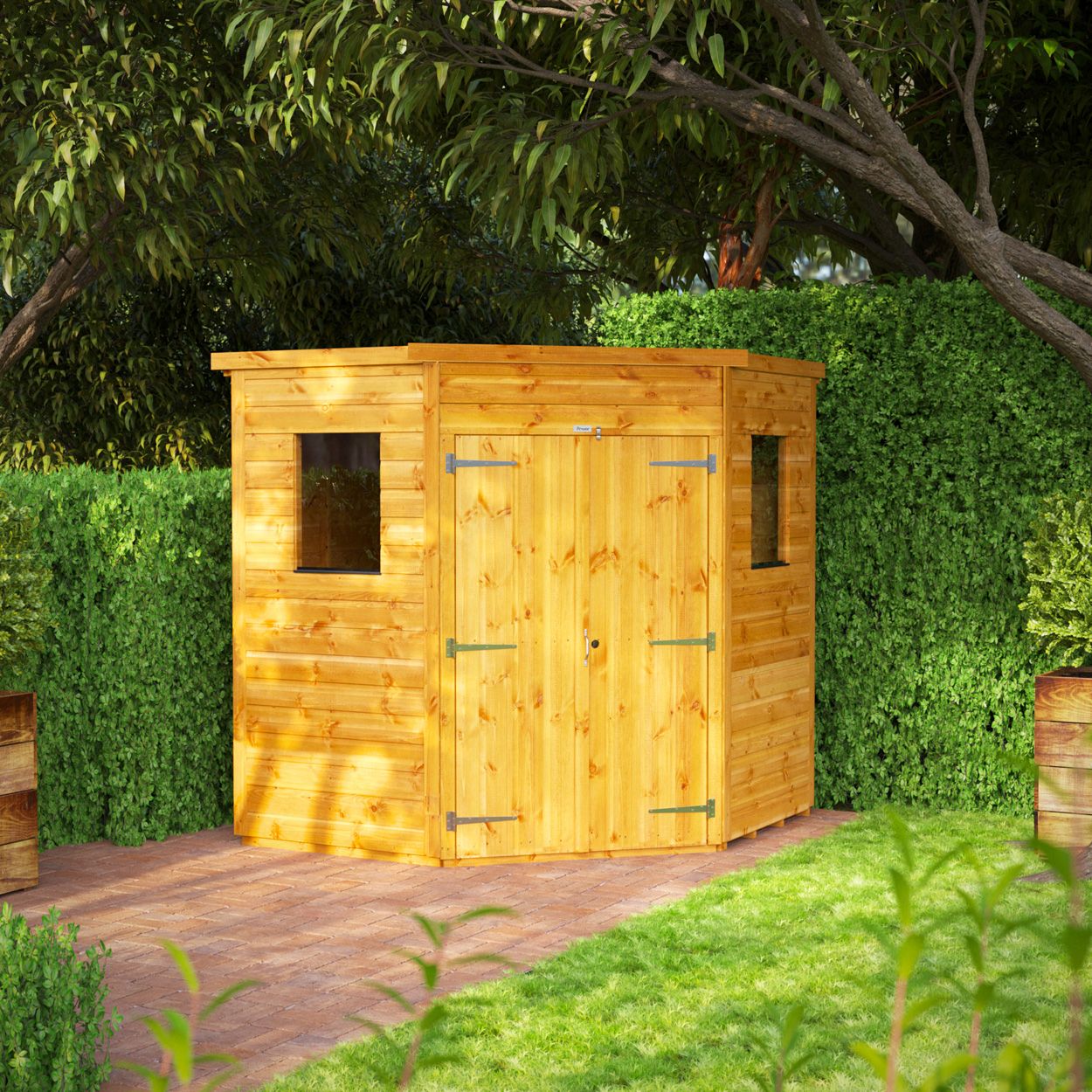 Powersheds Pent Corner Shed Garden Shed - 6ft x 6ft - Double Doors