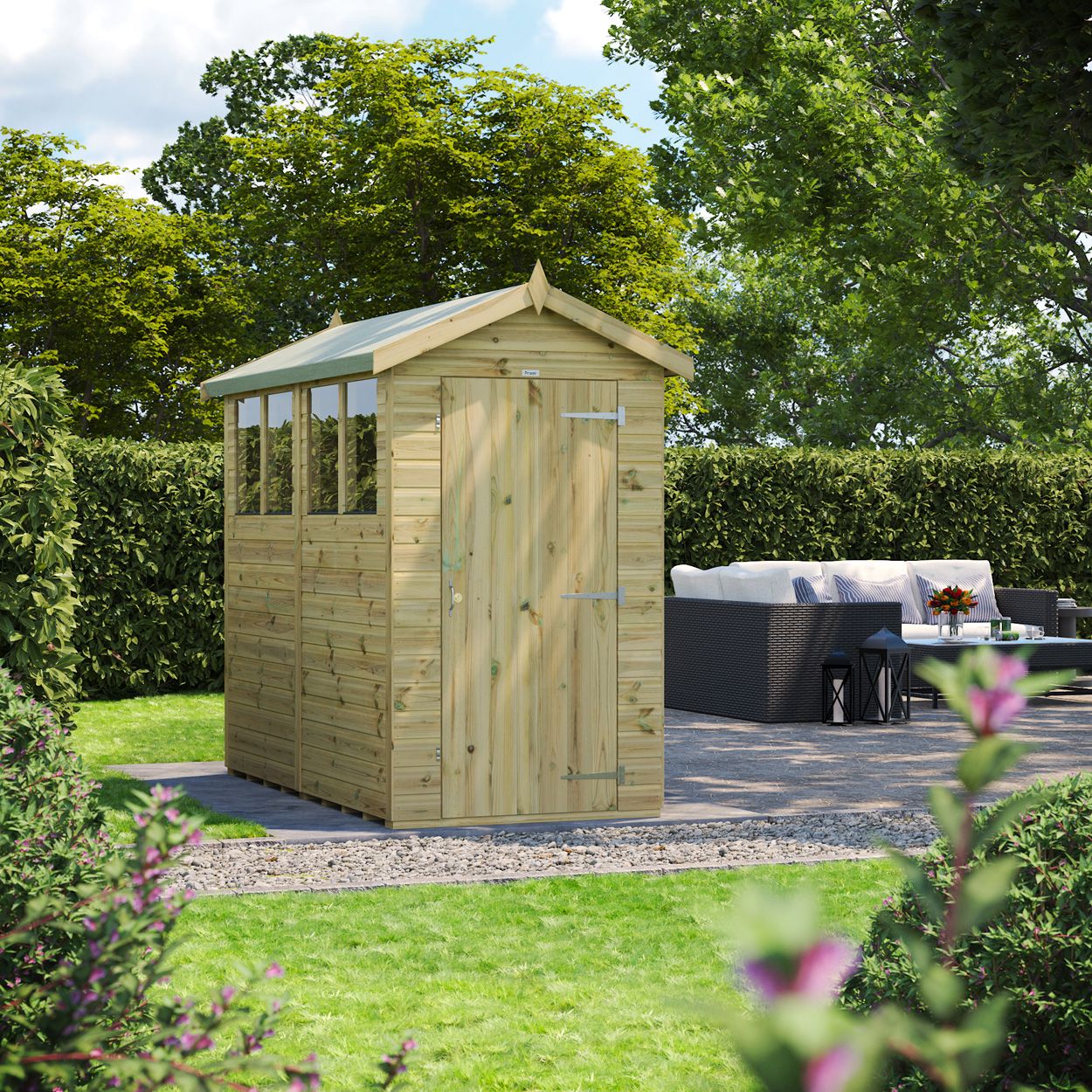 Powersheds Premium Apex Garden Shed - 8ft x 4ft