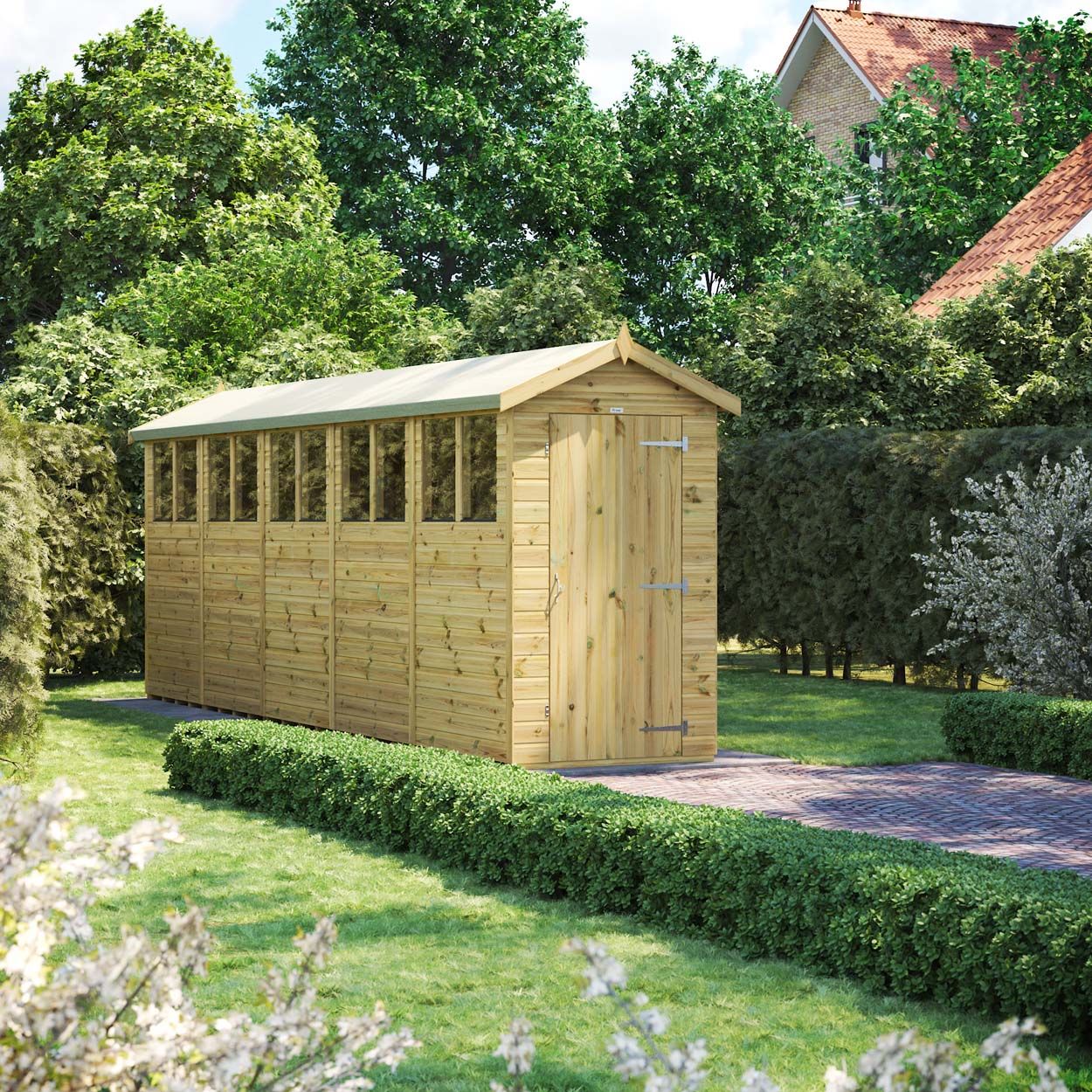 Powersheds Prem Apex GDN Shed 20ftx4ft