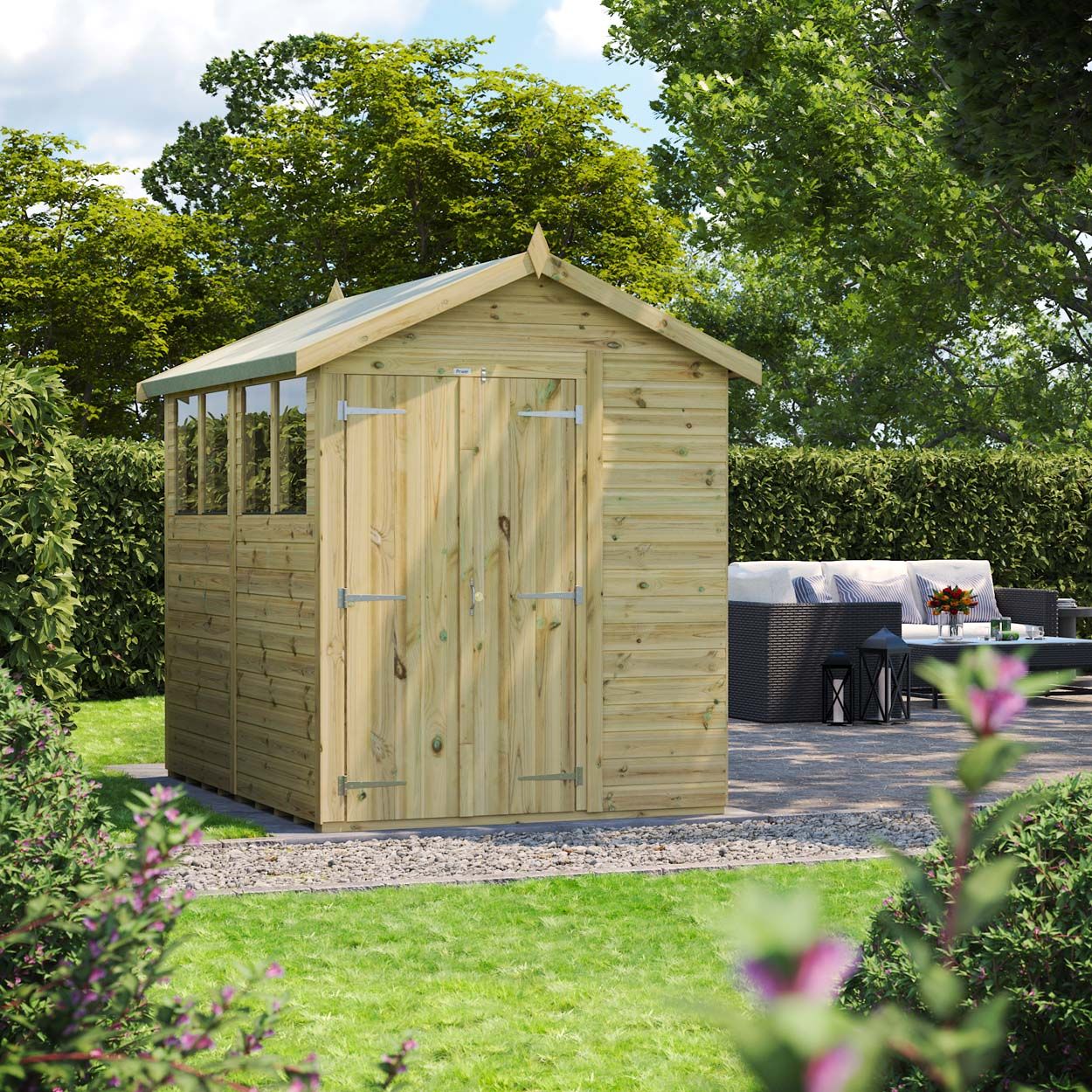 Powersheds Prem Apex GDN Shed 8ftx6ft DD