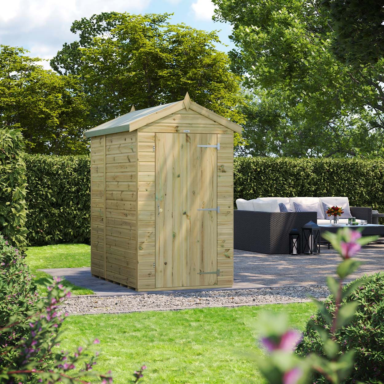 Powersheds Prem Apex GDN Shed 6ftx4ft Wndless