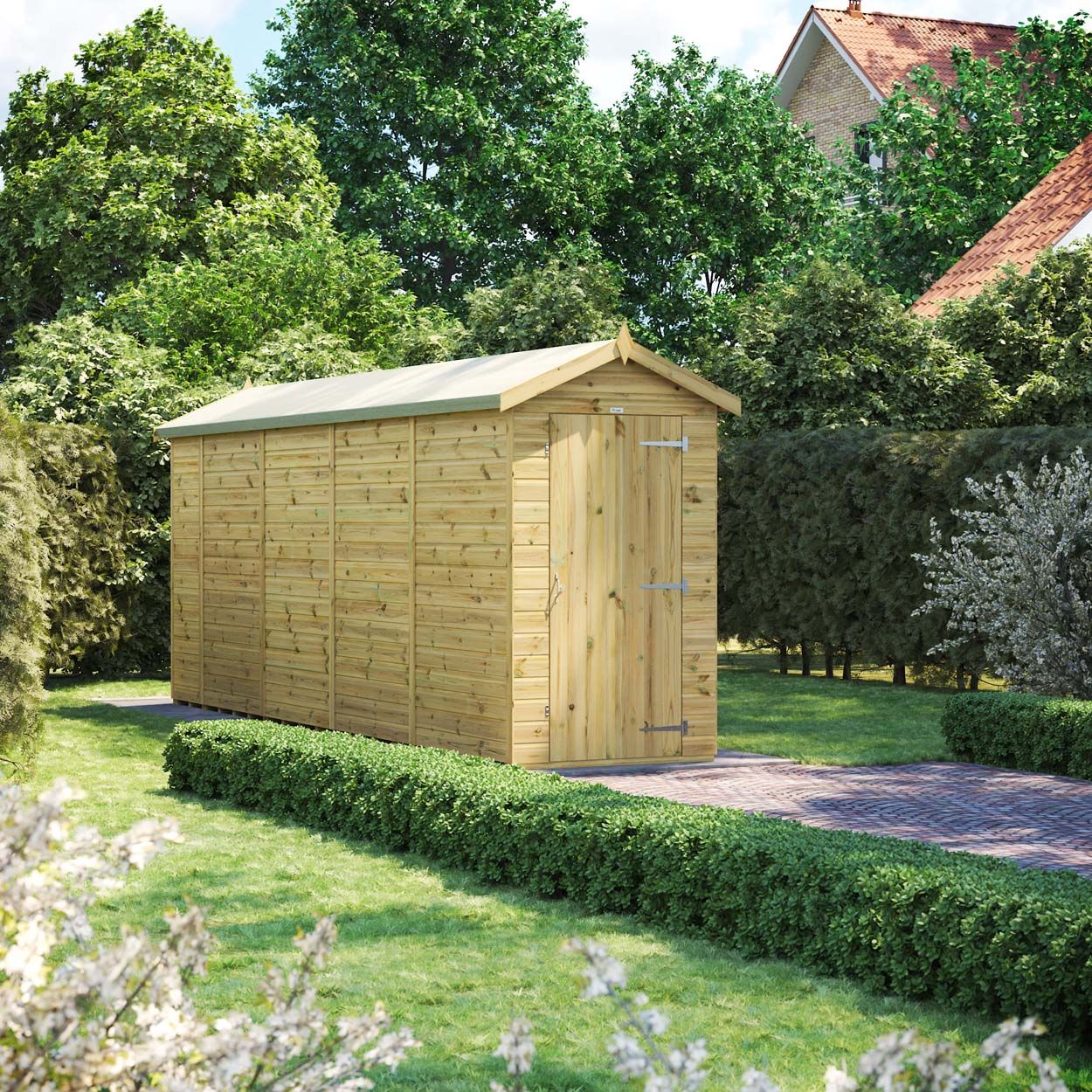 Powersheds Prem Apex GDN Shed 18ftx4ft Wndless