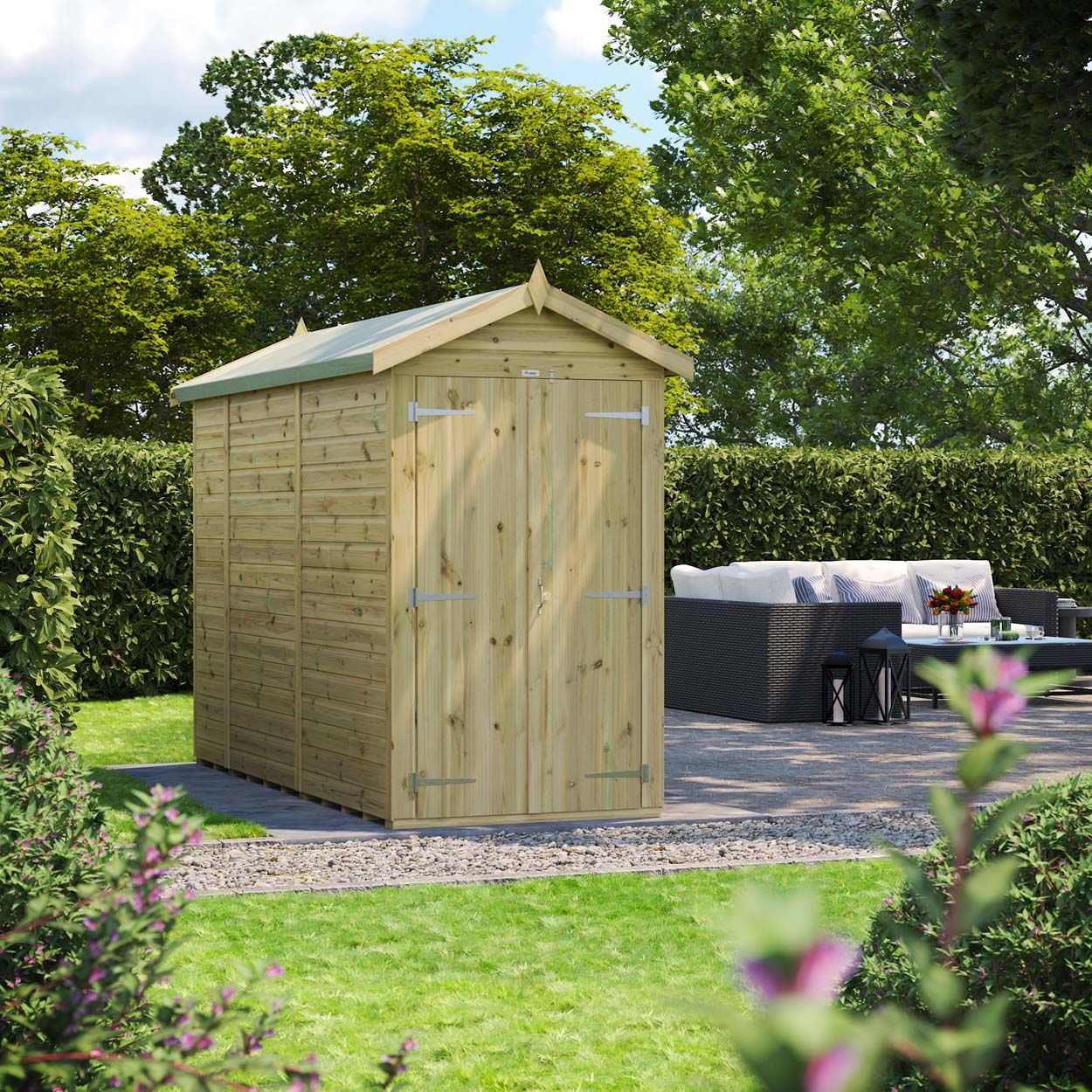 Powersheds Prem Apex GDN Shed 10ftx4ft Wndless DD