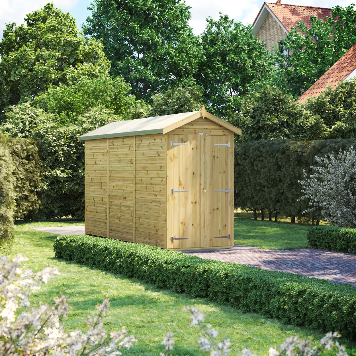Powersheds Prem Apex GDN Shed 12ftx4ft Wndless DD