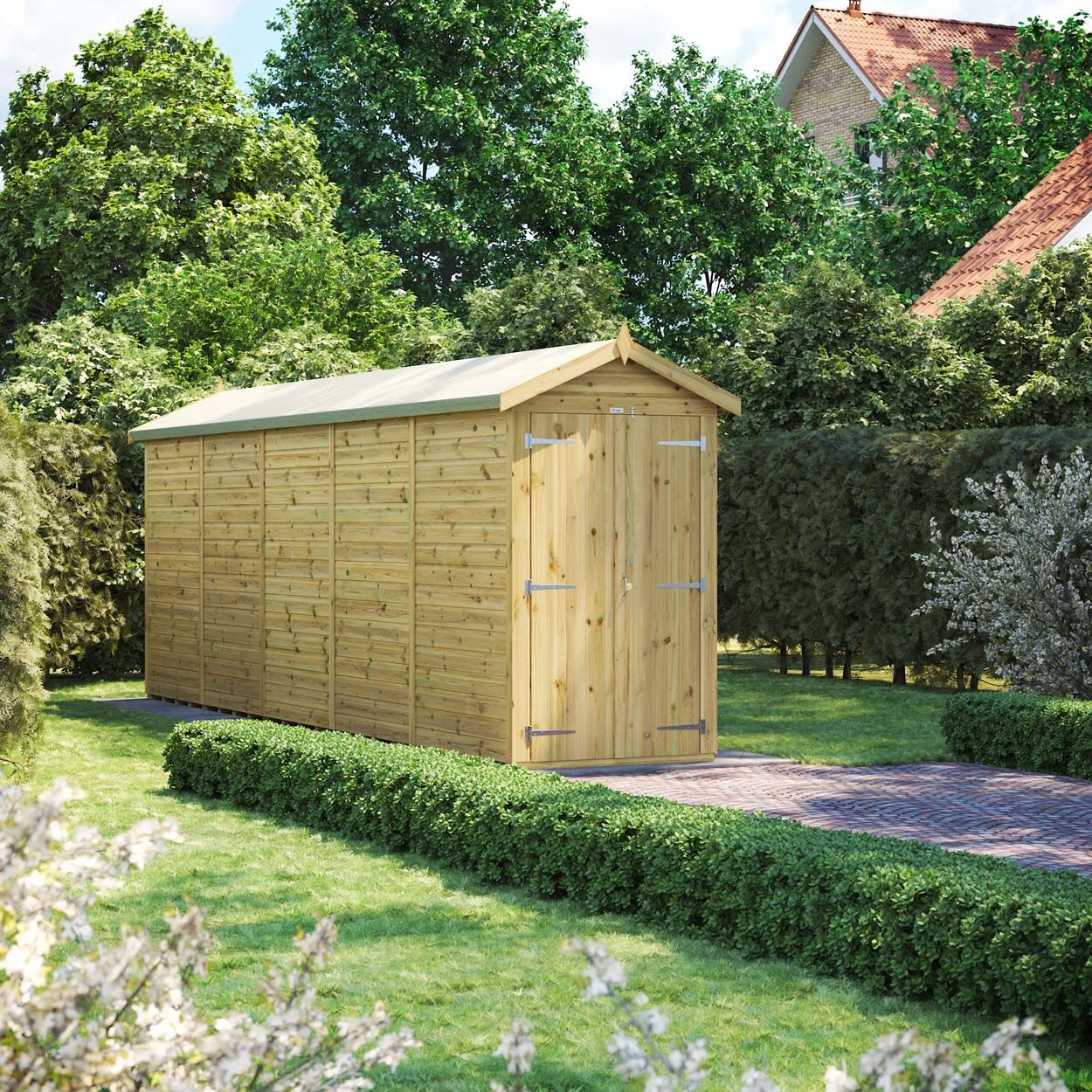 Powersheds Prem Apex GDN Shed 20ftx4ft Wndless DD