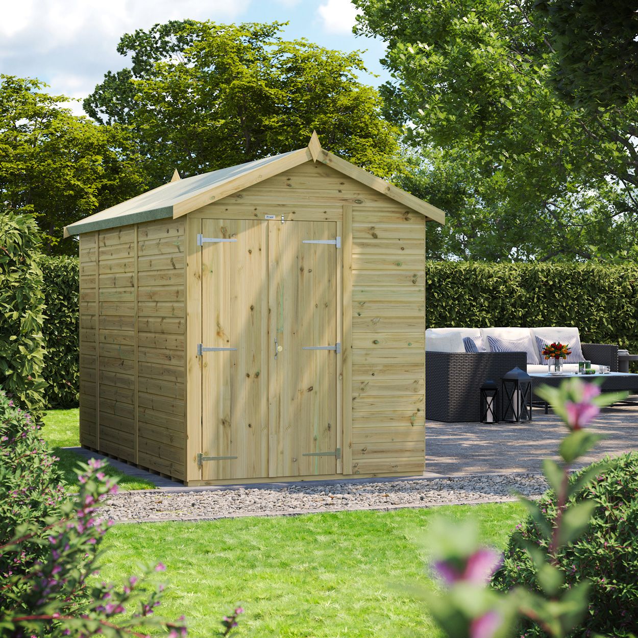 Powersheds Prem Apex GDN Shed 10ftx6ft Wndless DD