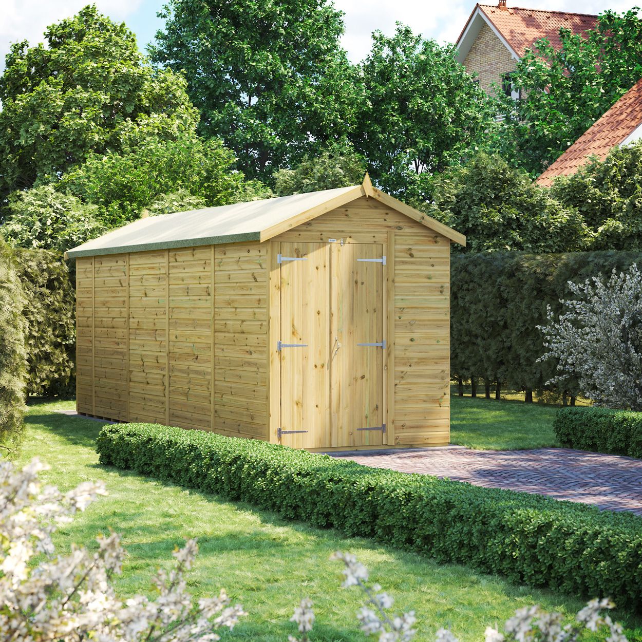 Powersheds Prem Apex GDN Shed 18ftx6ft Wndless DD