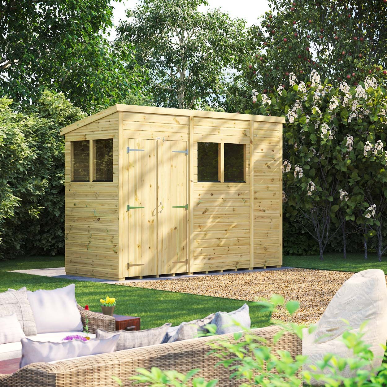 Powersheds Prem Pent GDN Shed 10ftx4ft DD