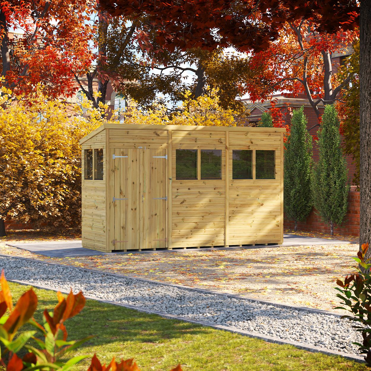 Powersheds Prem Pent GDN Shed 12ftx4ft DD