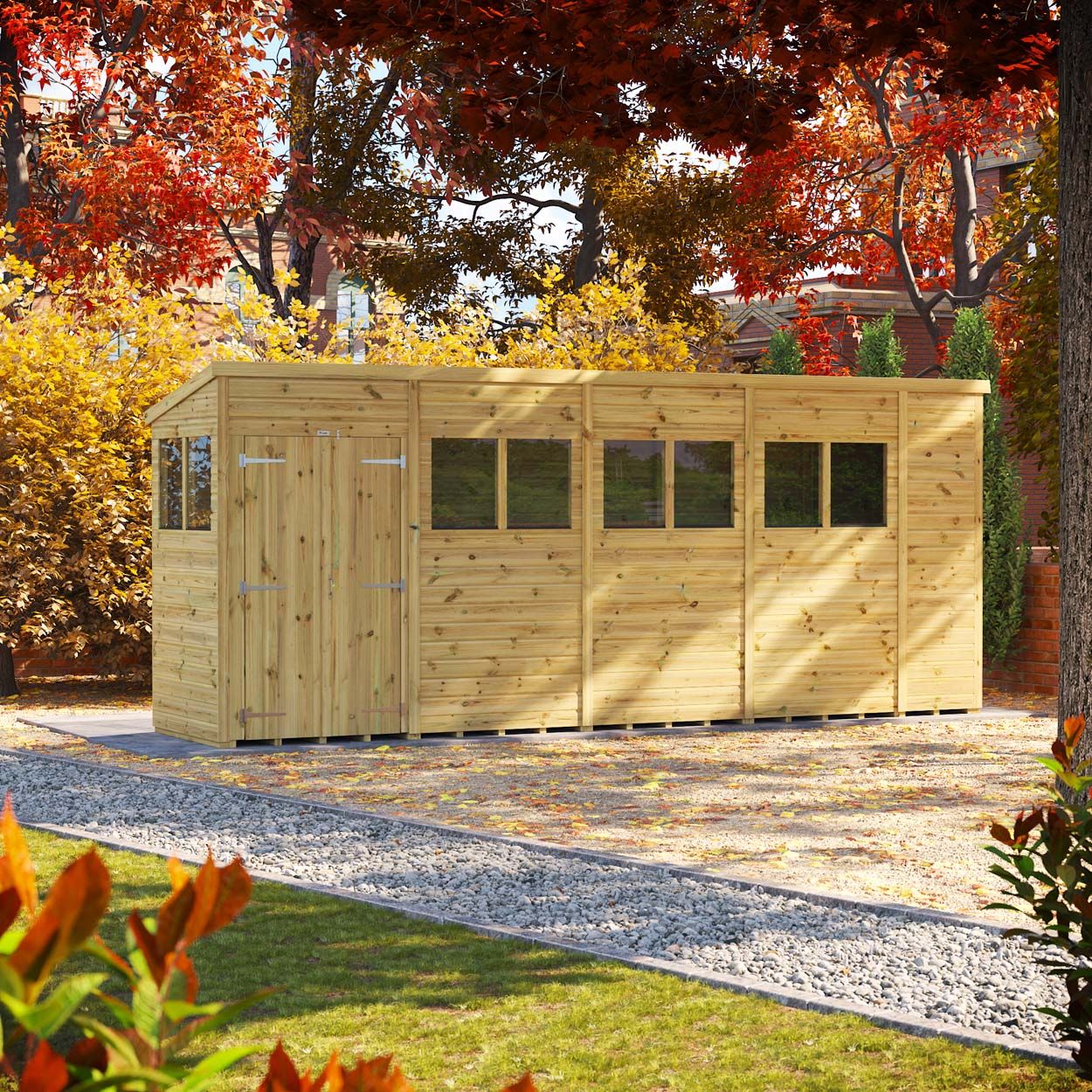 Powersheds Prem Pent GDN Shed 18ftx4ft DD