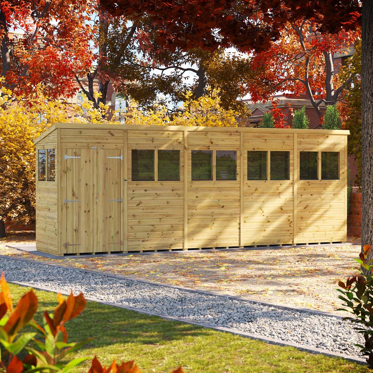Powersheds Prem Pent GDN Shed 20ftx4ft DD