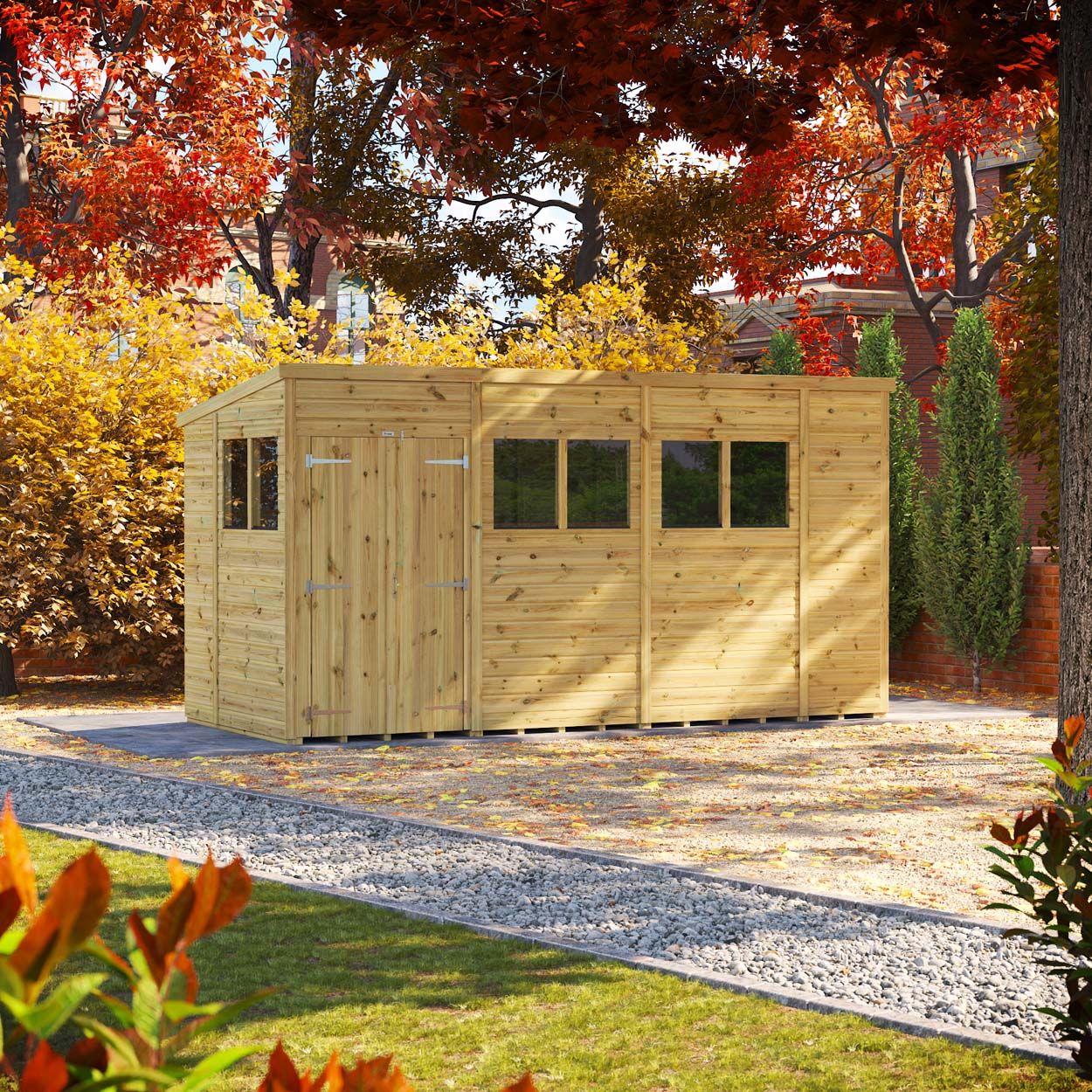 Powersheds Prem Pent GDN Shed 14ftx6ft DD