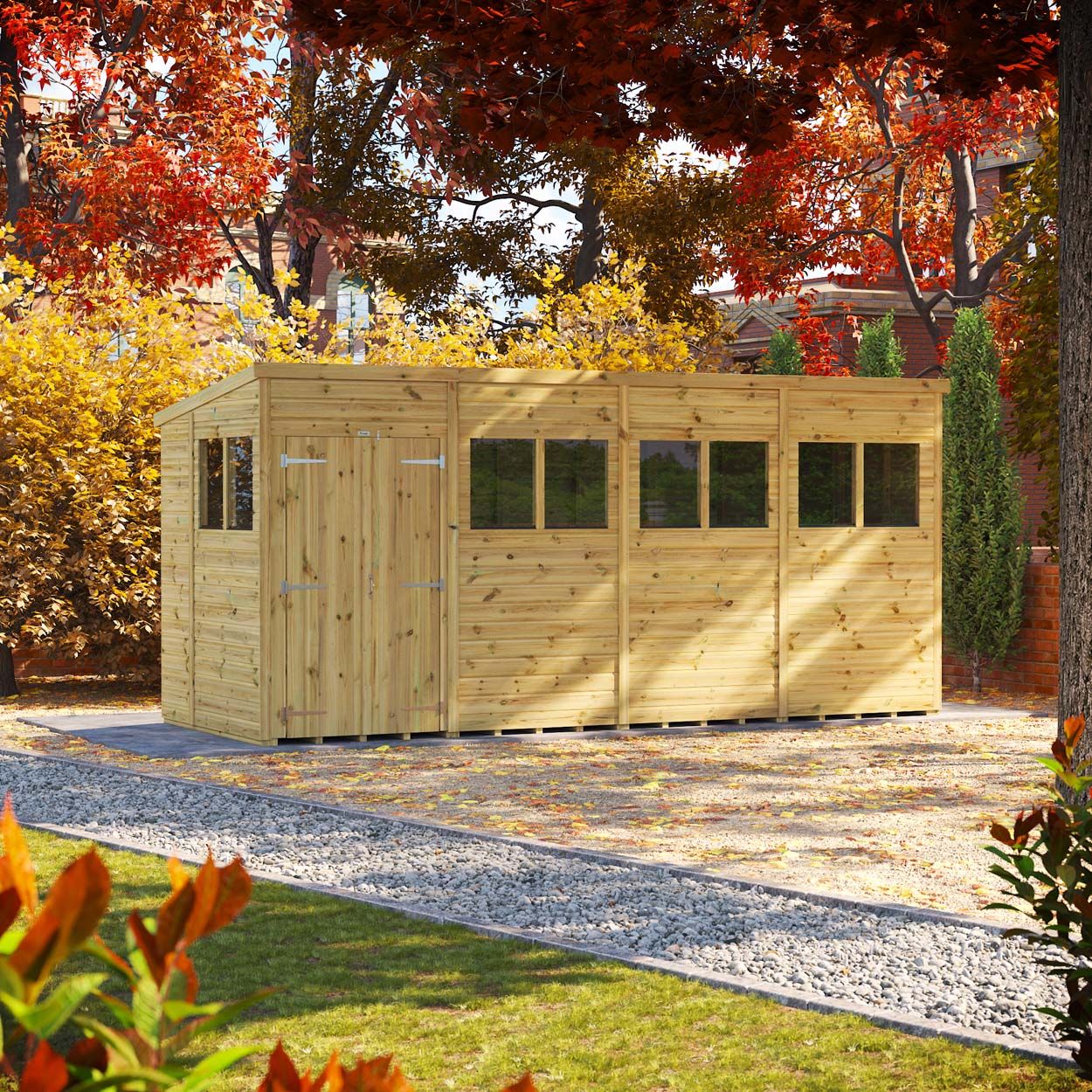 Powersheds Prem Pent GDN Shed 16ftx6ft DD