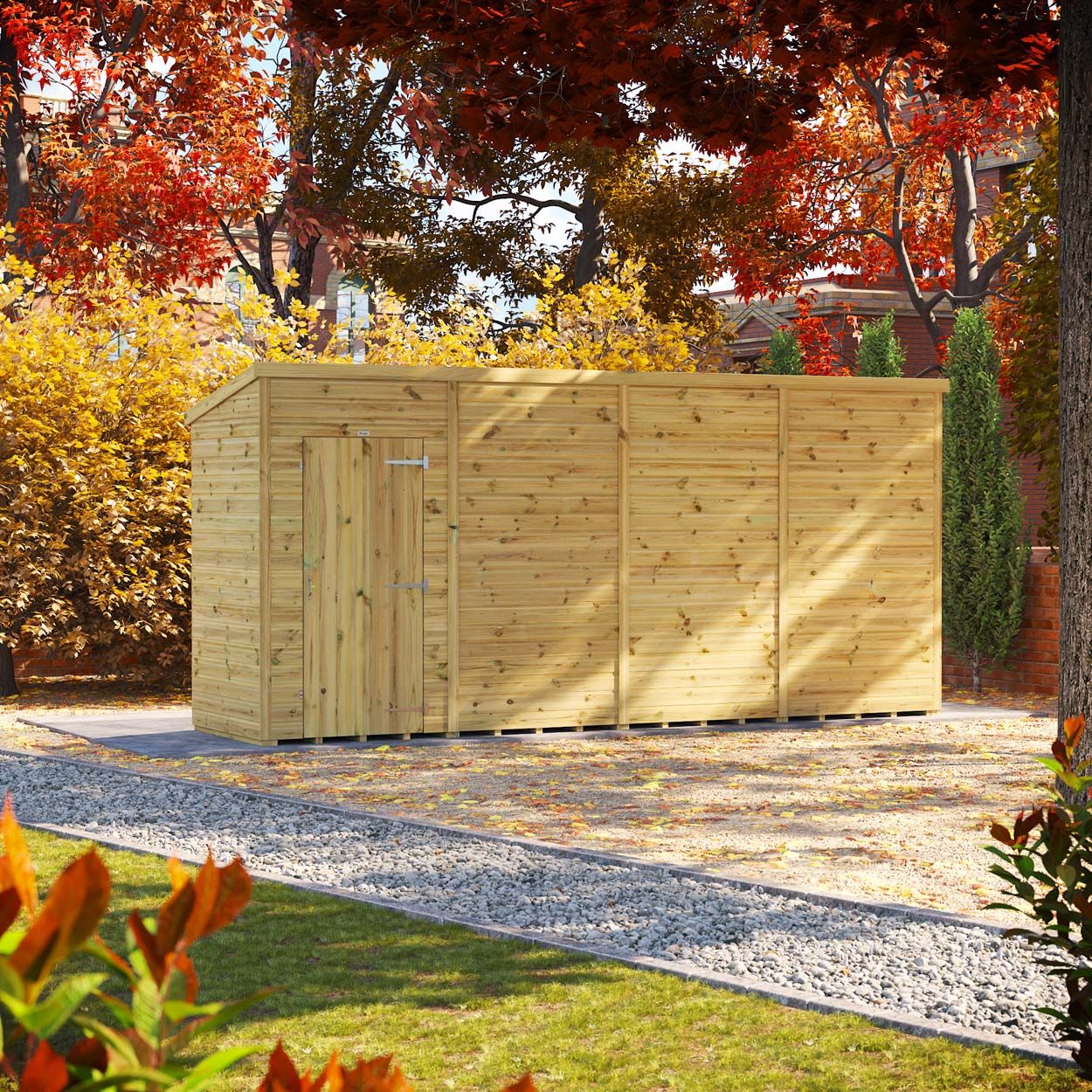 Powersheds Prem Pent GDN Shed 16ftx4ft Wndless