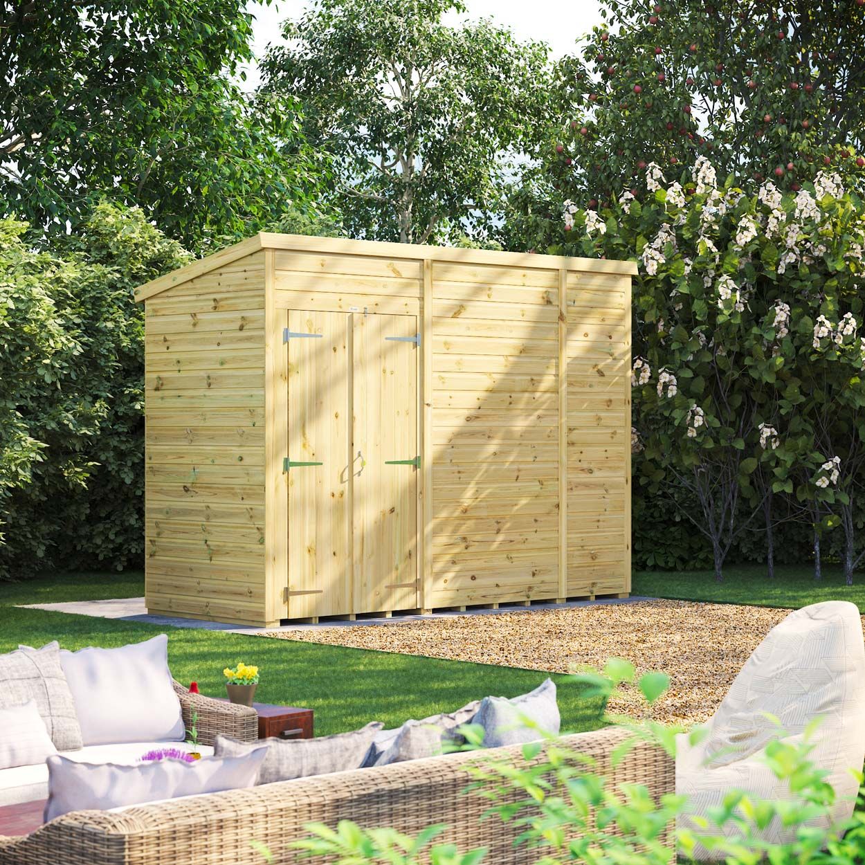 Powersheds Prem Pent GDN Shed 10ftx4ft Wndless DD