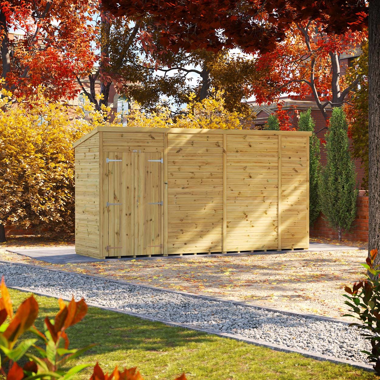 Powersheds Prem Pent GDN Shed 14ftx4ft Wndless DD