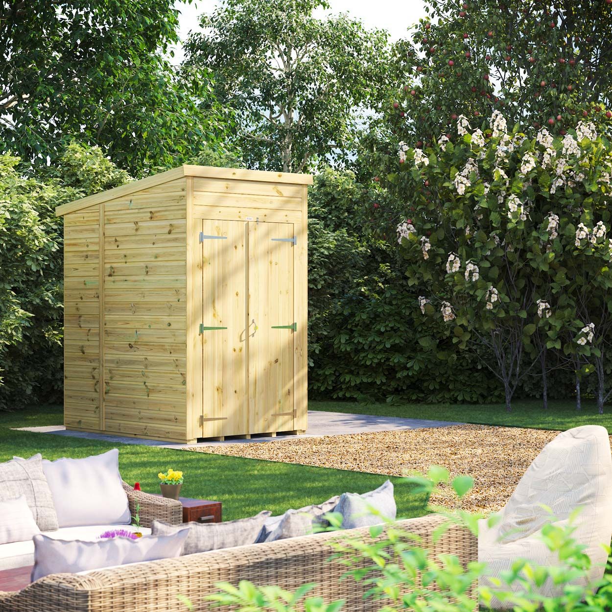 Powersheds Prem Pent GDN Shed 4ftx6ft Wndless DD