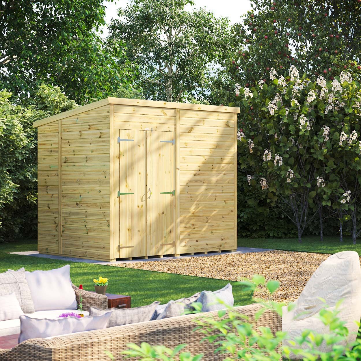 Powersheds Prem Pent GDN Shed 8ftx6ft Wndless DD