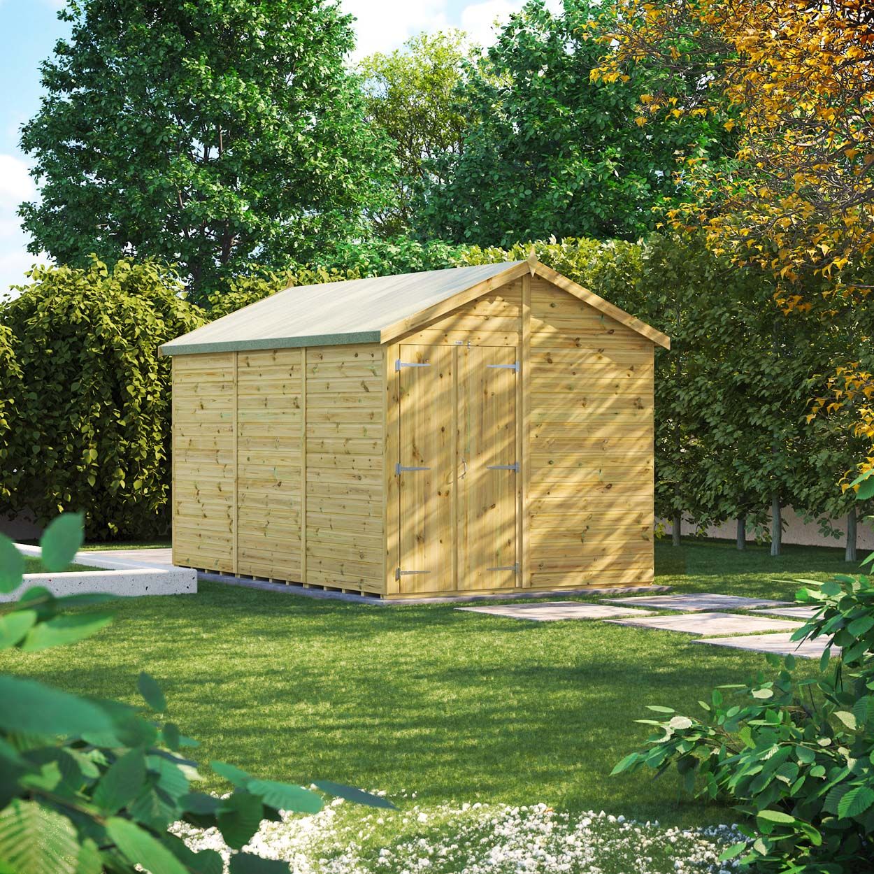 Powersheds Prem Apex GDN Shed 12ftx8ft Wndless DD