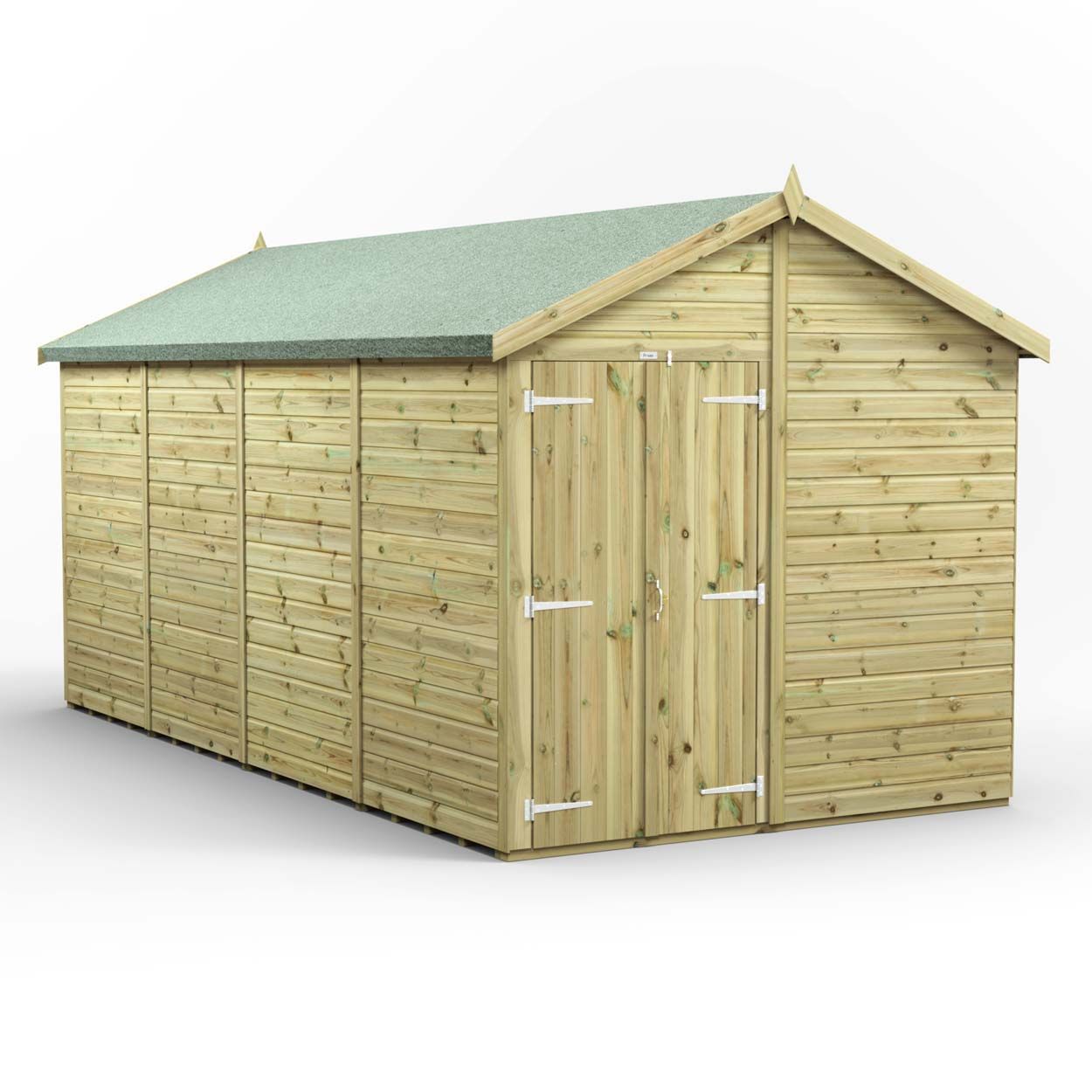 Powersheds Prem Apex GDN Shed 16ftx8ft Wndless DD
