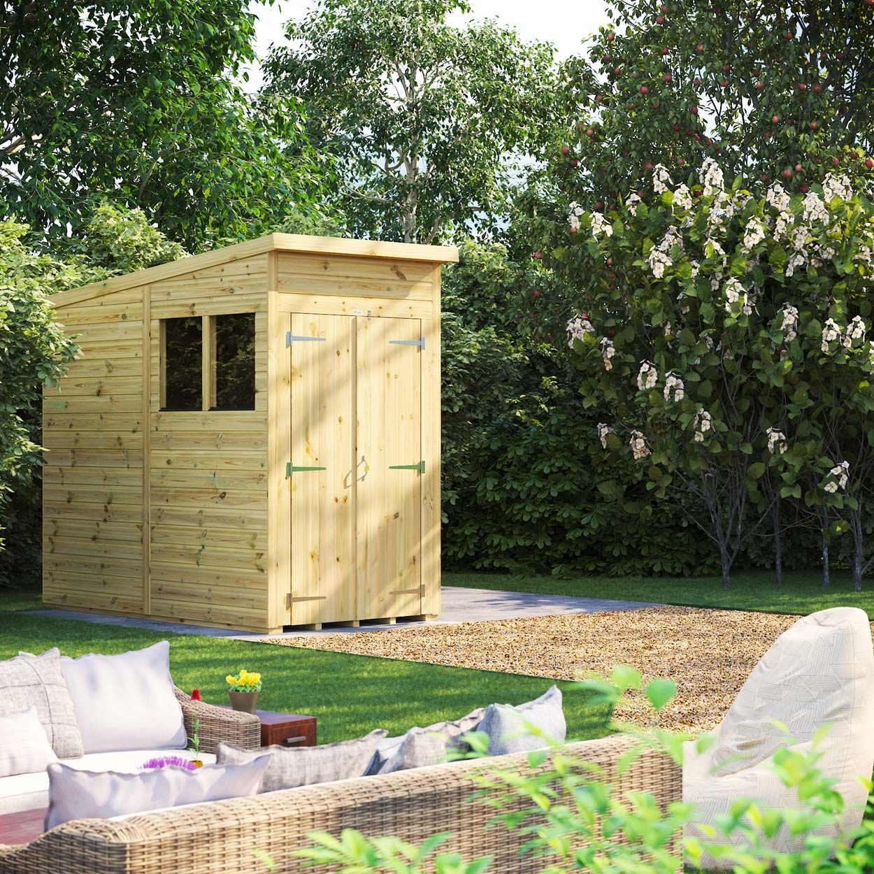 Powersheds Prem Pent GDN Shed 4ftx8ft DD