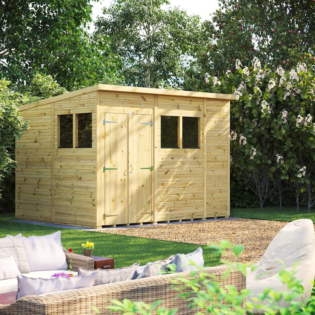 Powersheds Prem Pent GDN Shed 10ftx8ft DD