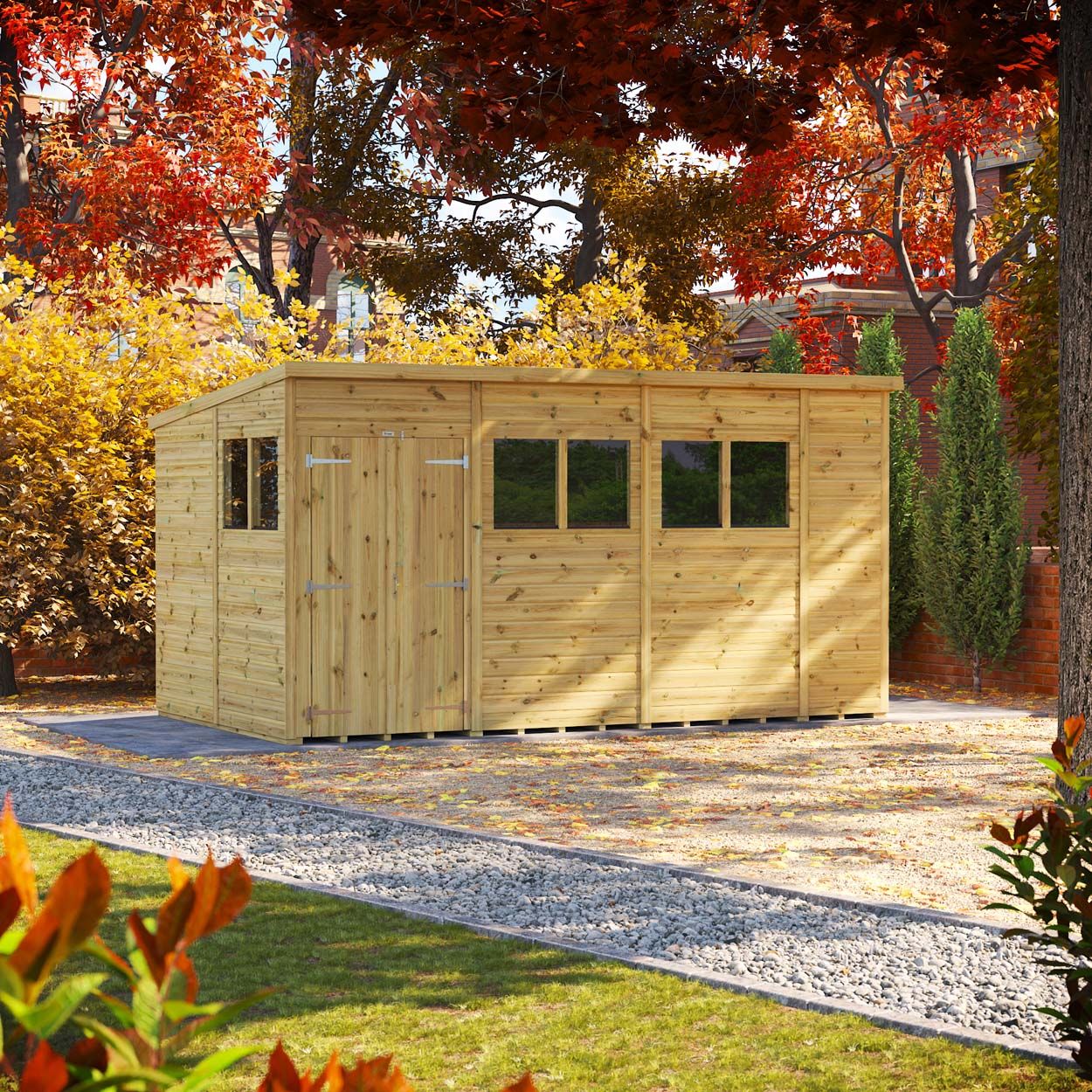 Powersheds Prem Pent GDN Shed 14ftx8ft DD