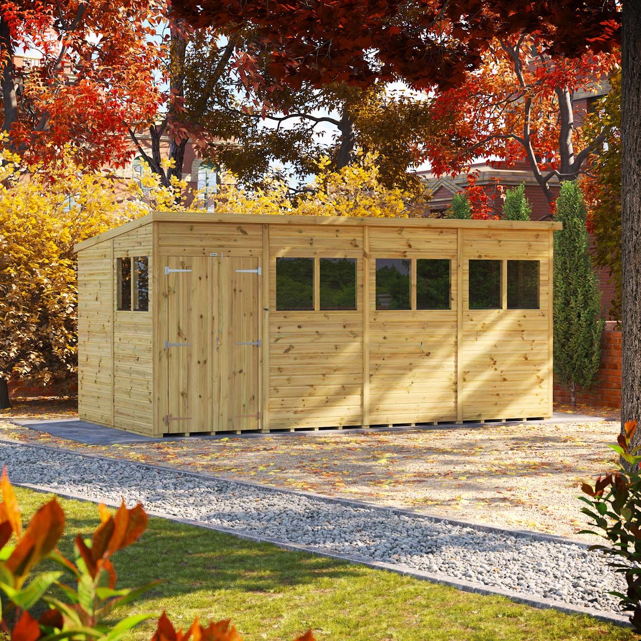 Powersheds Prem Pent GDN Shed 16ftx8ft DD