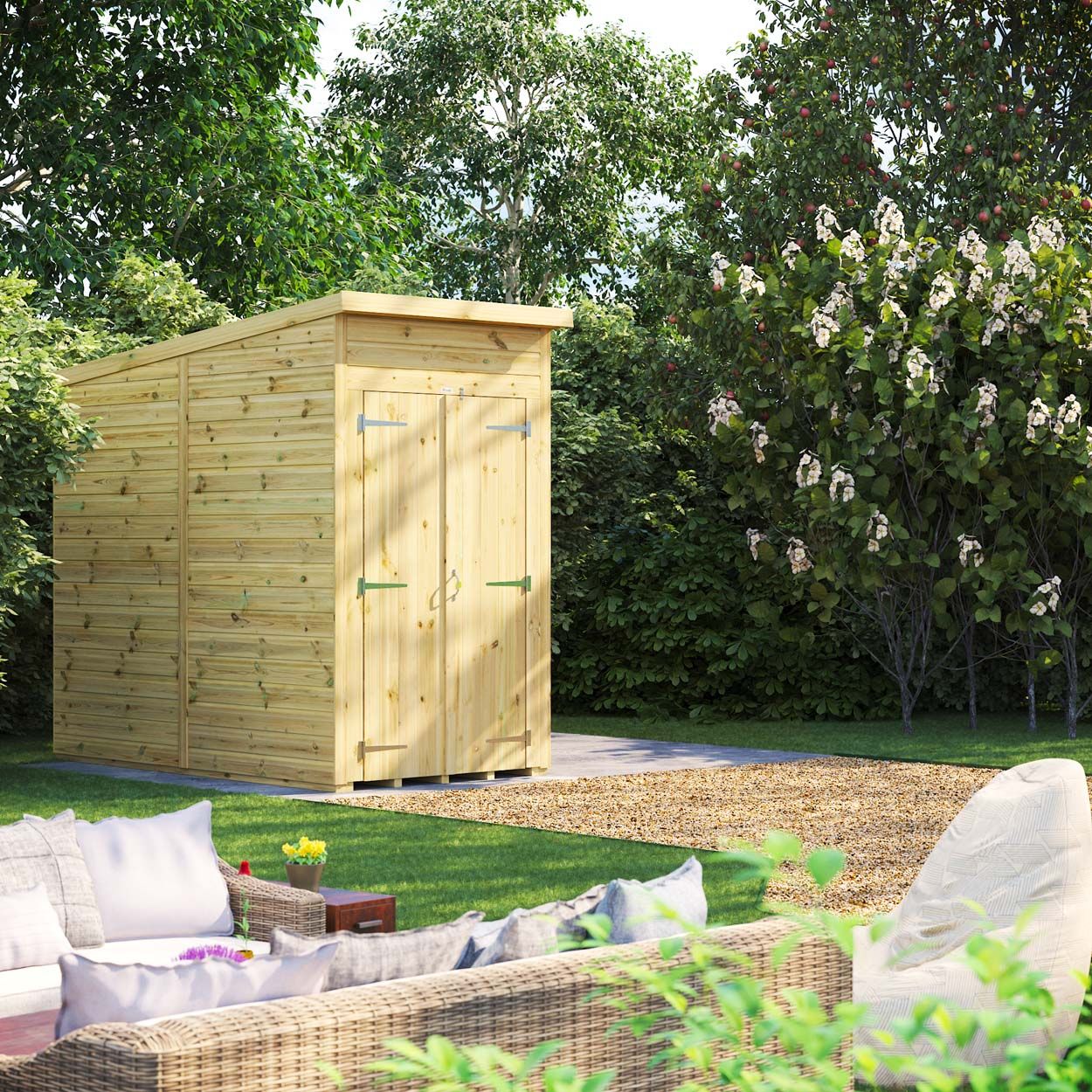 Powersheds Prem Pent GDN Shed 4ftx8ft Wndless DD