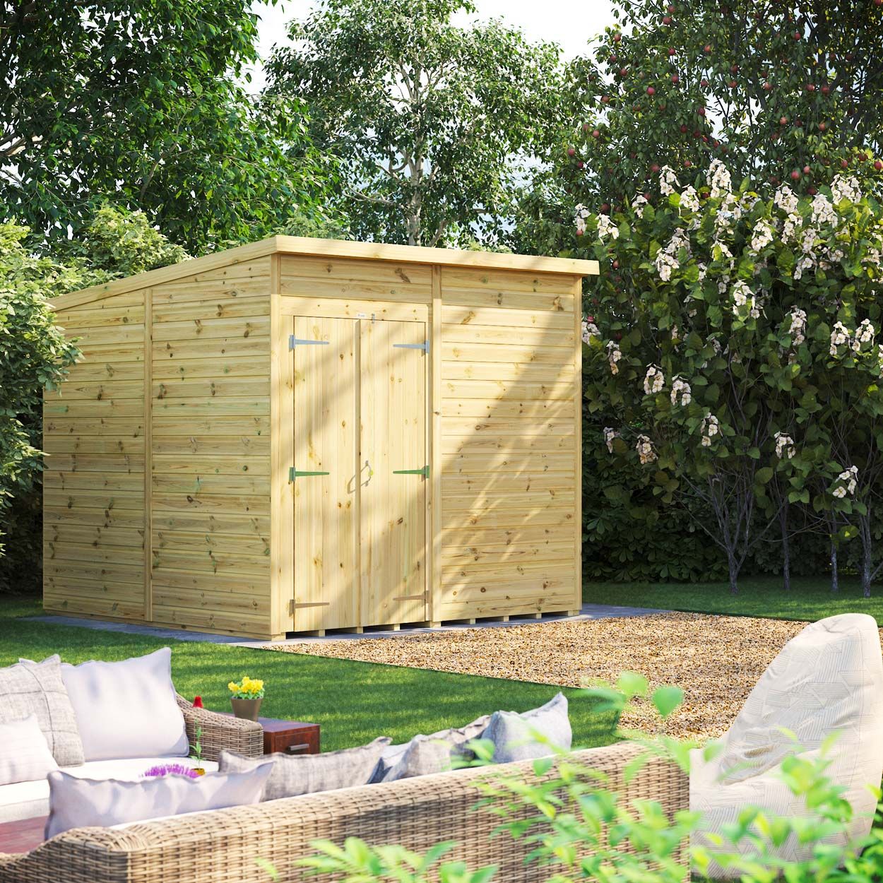 Powersheds Prem Pent GDN Shed 8ftx8ft Wndless DD