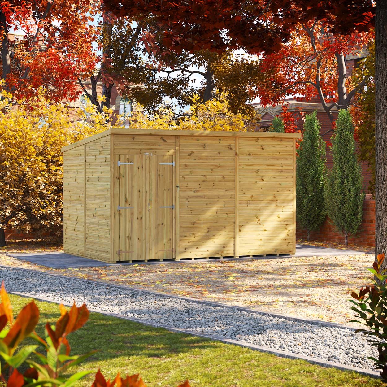 Powersheds Prem Pent GDN Shed 12ftx8ft Wndless DD
