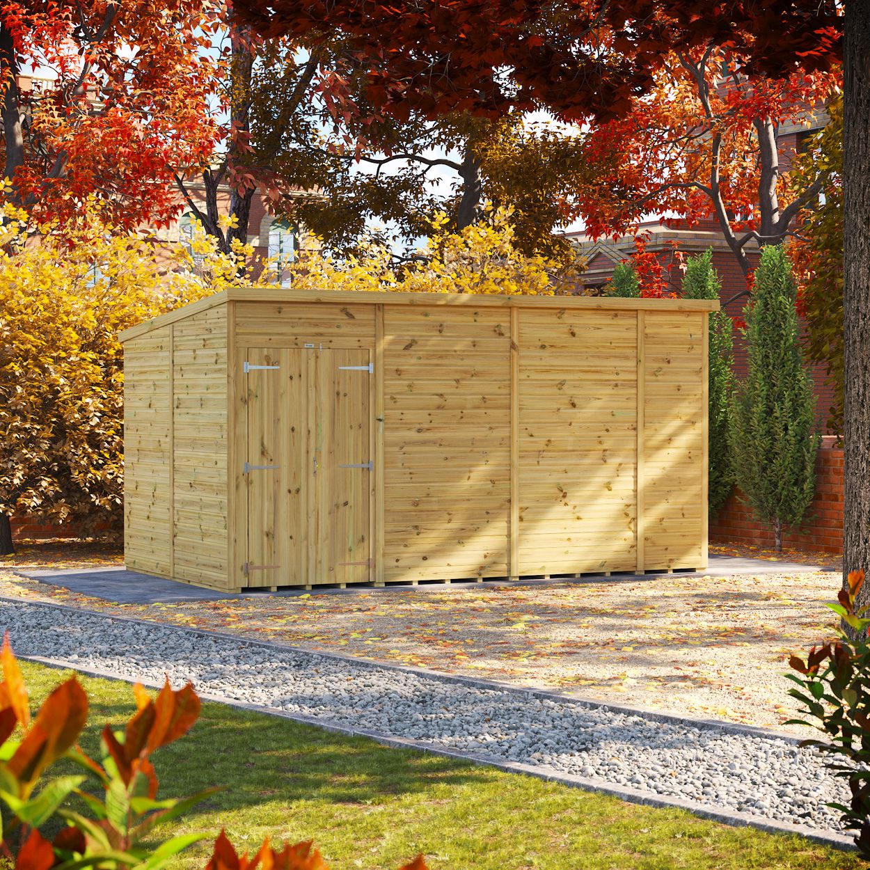 Powersheds Prem Pent GDN Shed 14ftx8ft Wndless DD