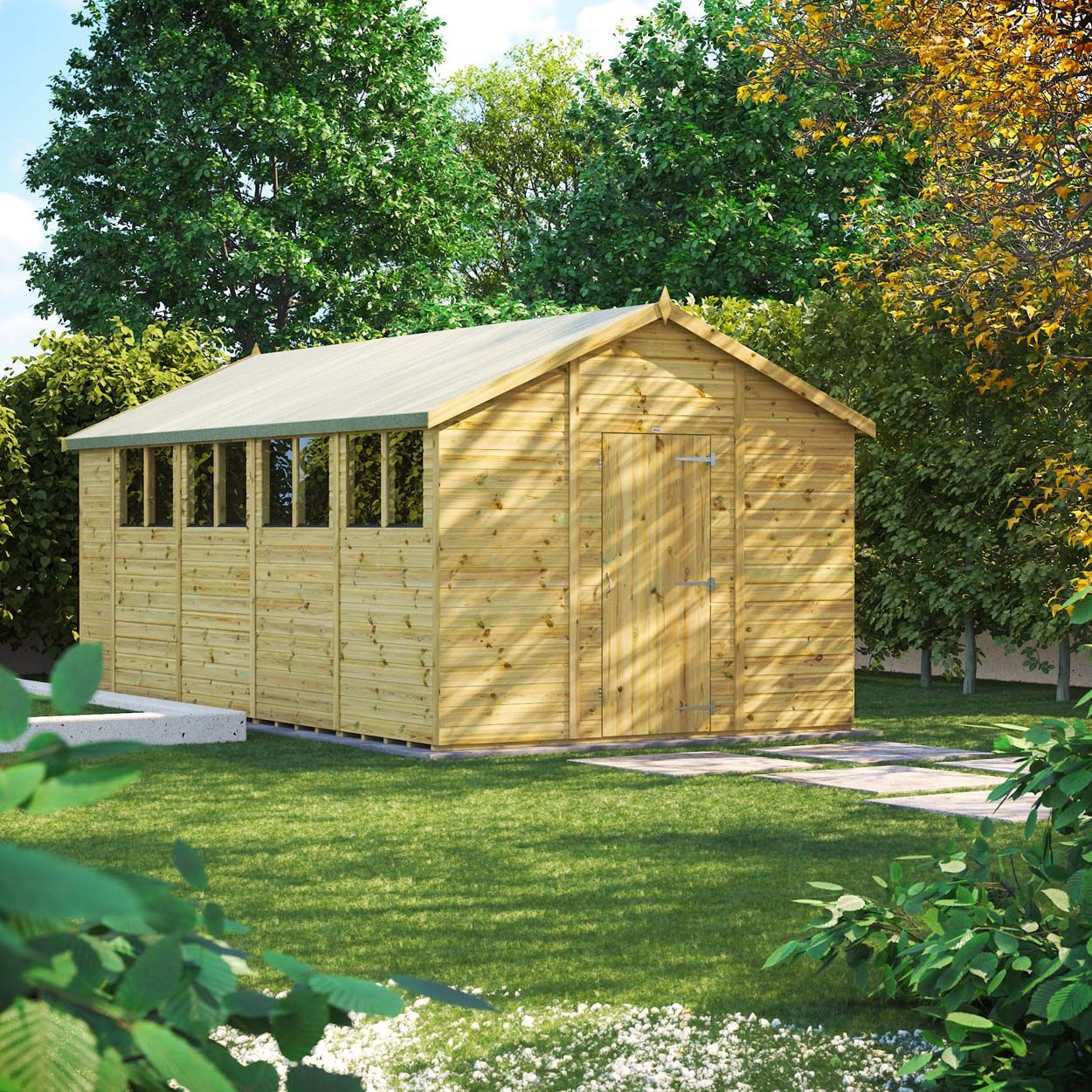 Powersheds Prem Apex GDN Shed 18ftx10ft