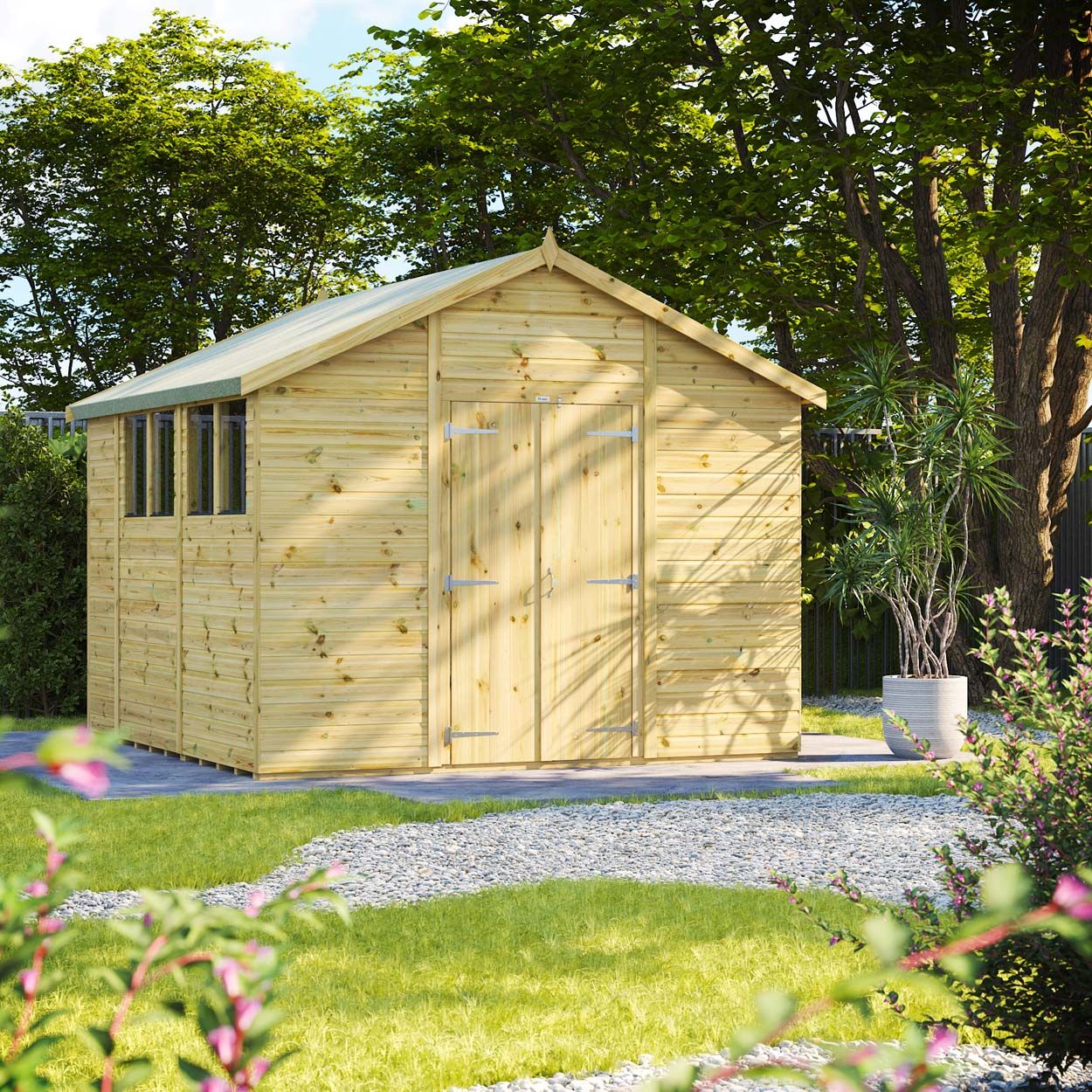 Powersheds Prem Apex GDN Shed 10ftx10ft DD