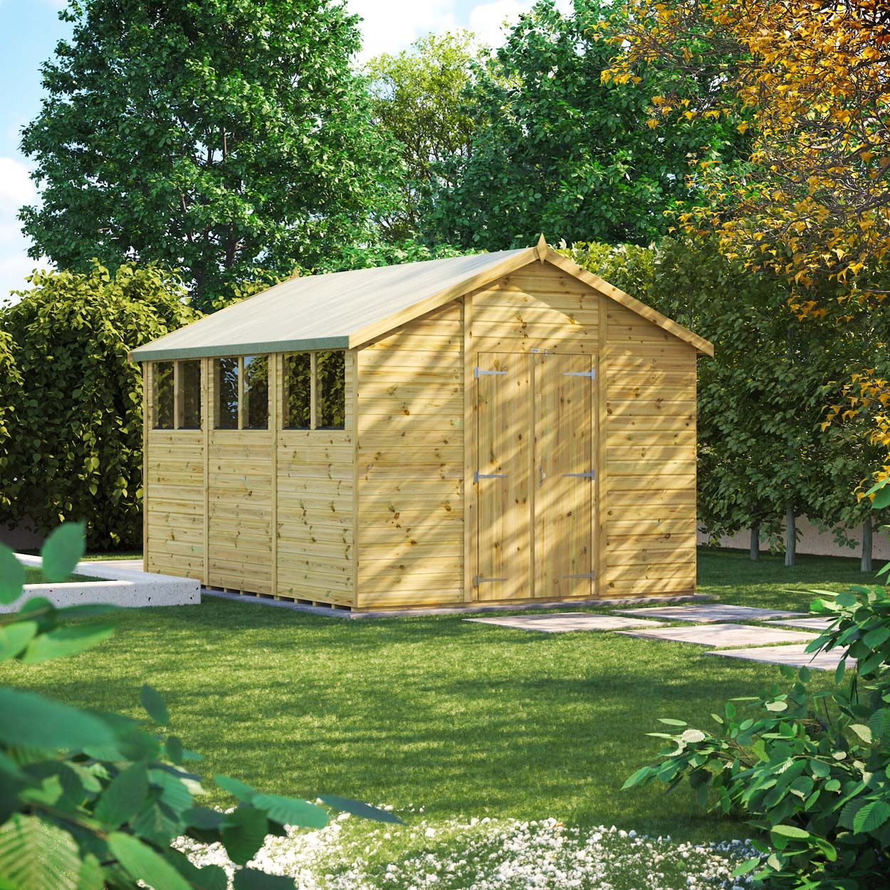 Powersheds Prem Apex GDN Shed 12ftx10ft DD