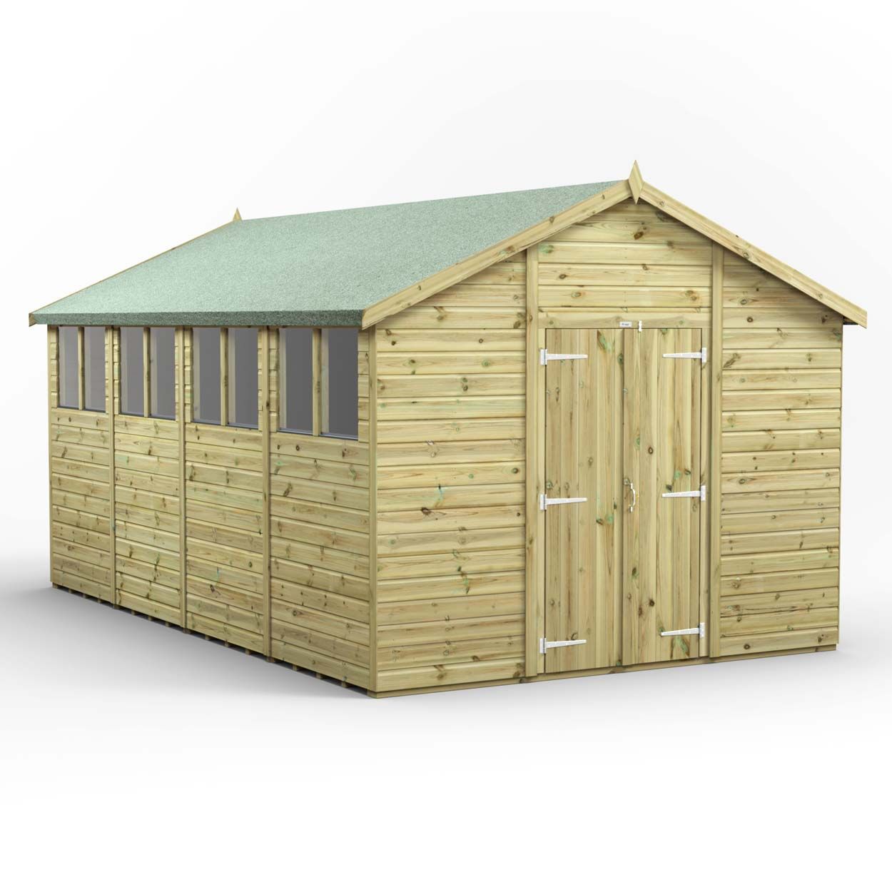 Powersheds Prem Apex GDN Shed 16ftx10ft DD