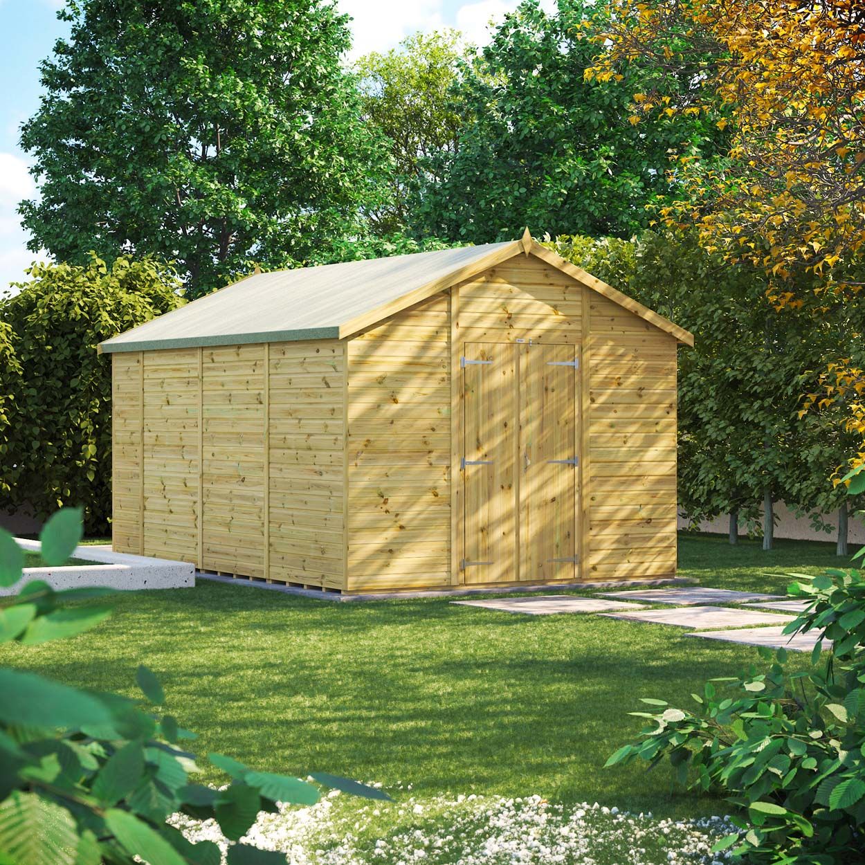Powersheds Prem Apex GDN Shed 14ftx10ft Wndless DD