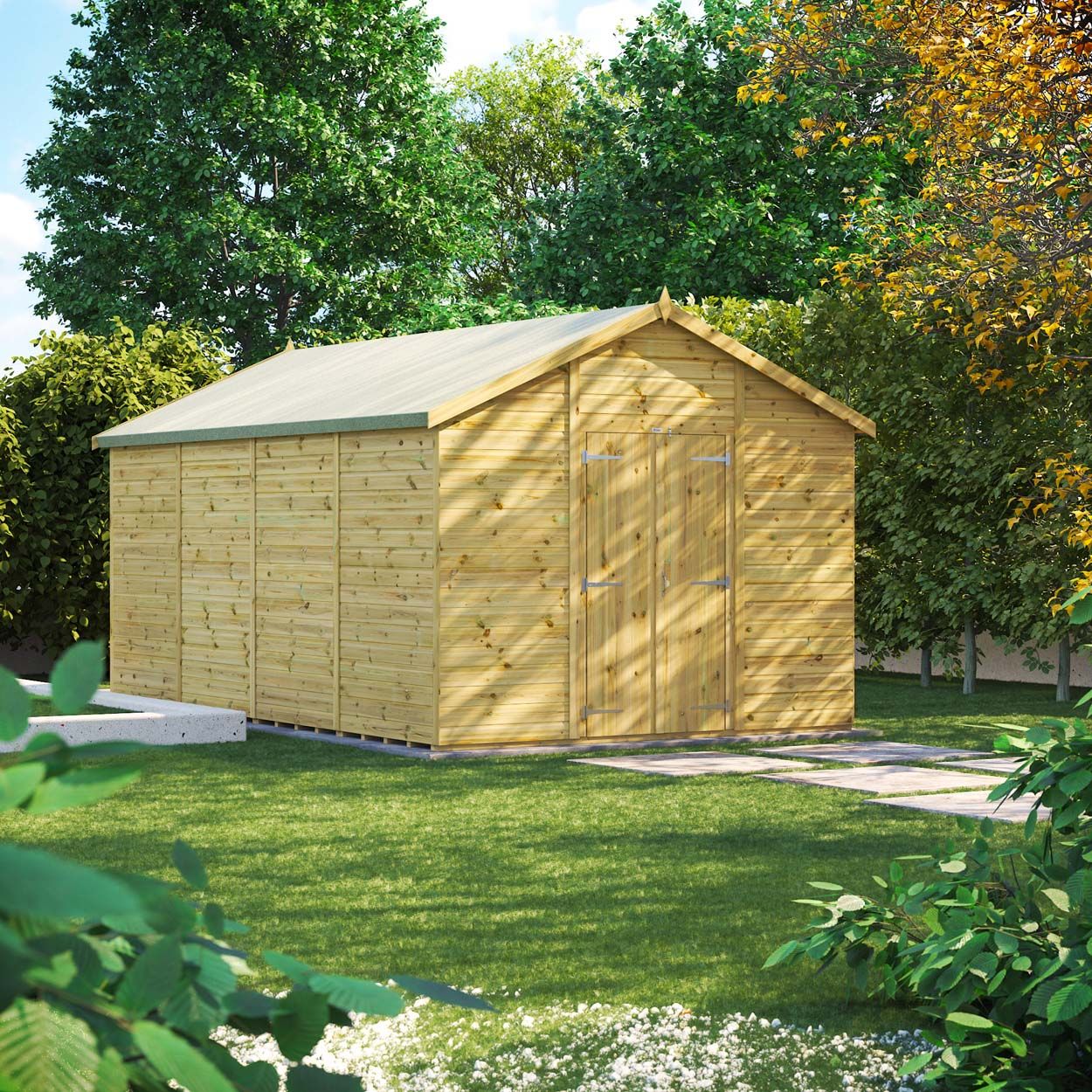 Powersheds Prem Apex GDN Shed 16ftx10ft Wndless DD