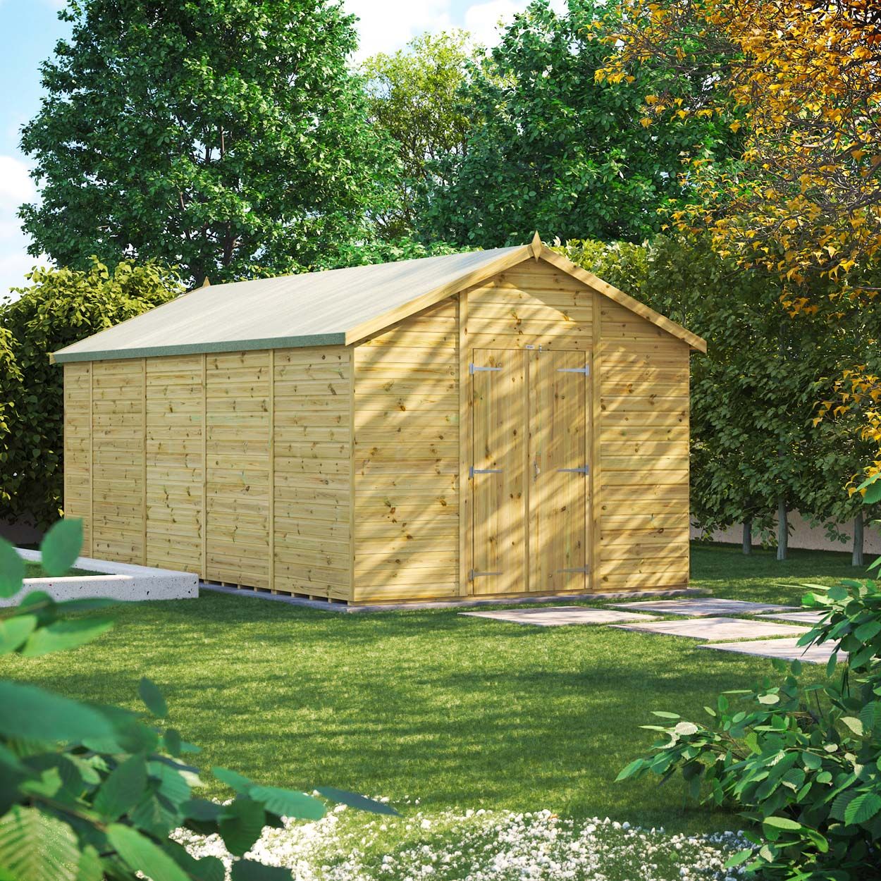 Powersheds Prem Apex GDN Shed 18ftx10ft Wndless DD