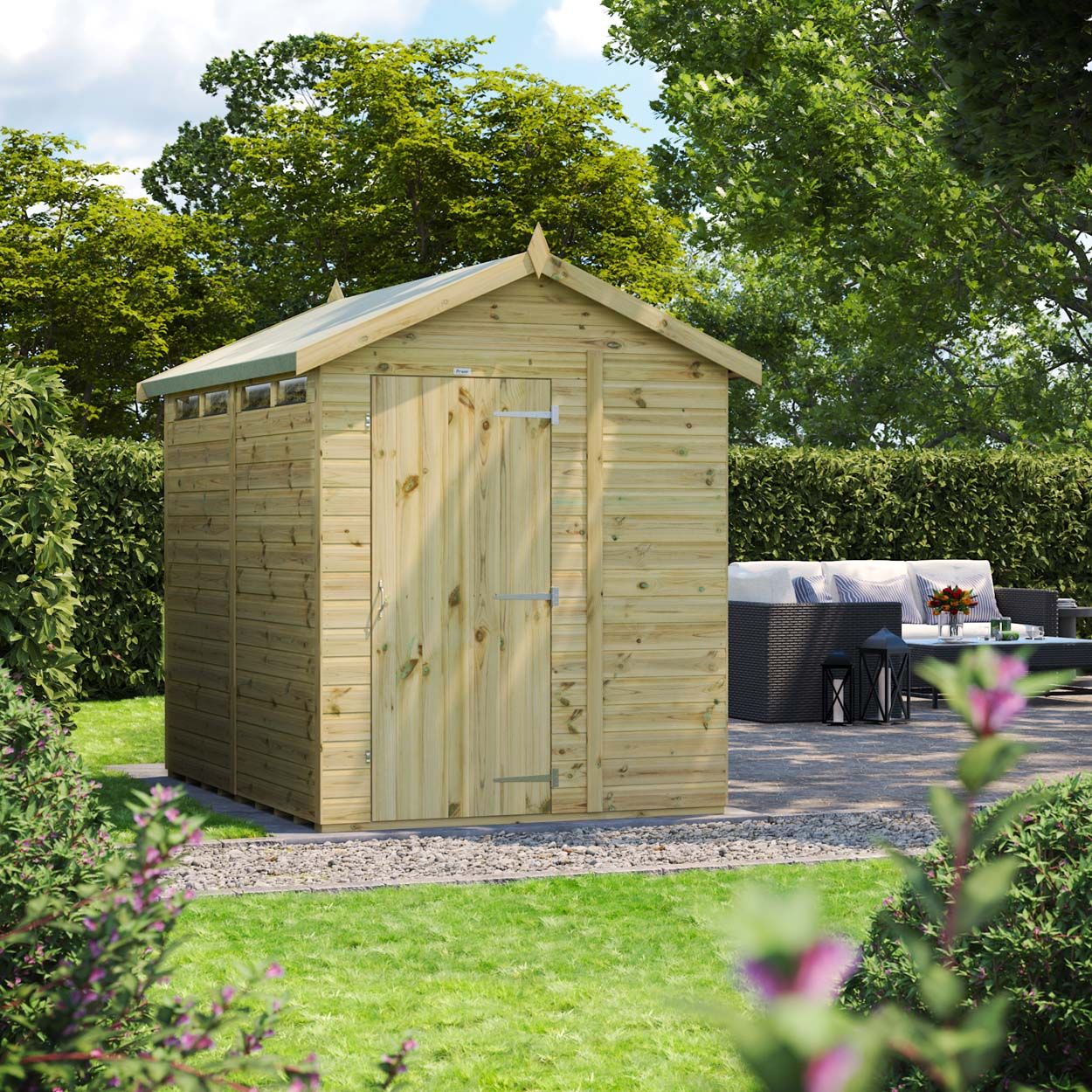 Powersheds Prem Apex Security Shed 8ftx6ft