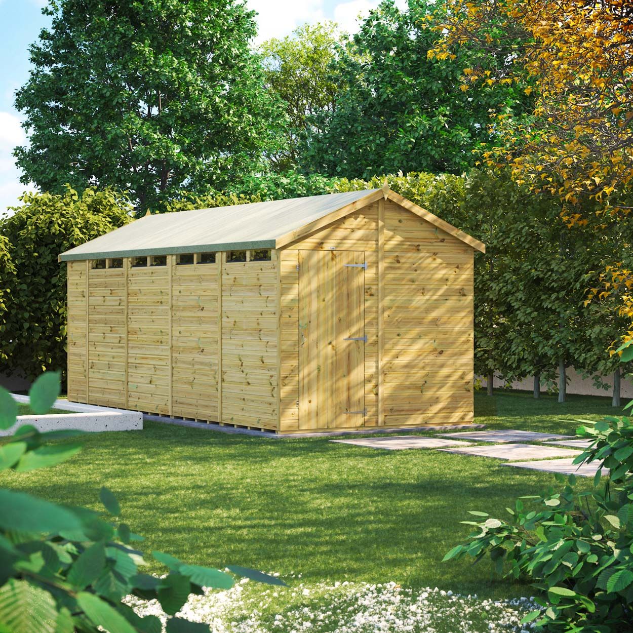 Powersheds Prem Apex Security Shed 18ftx8ft