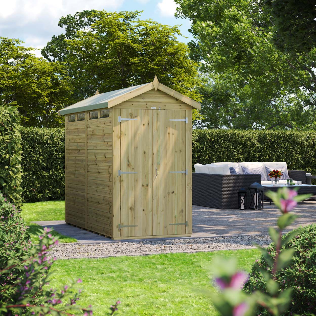 Powersheds Prem Apex Security Shed 8ftx4ft DD