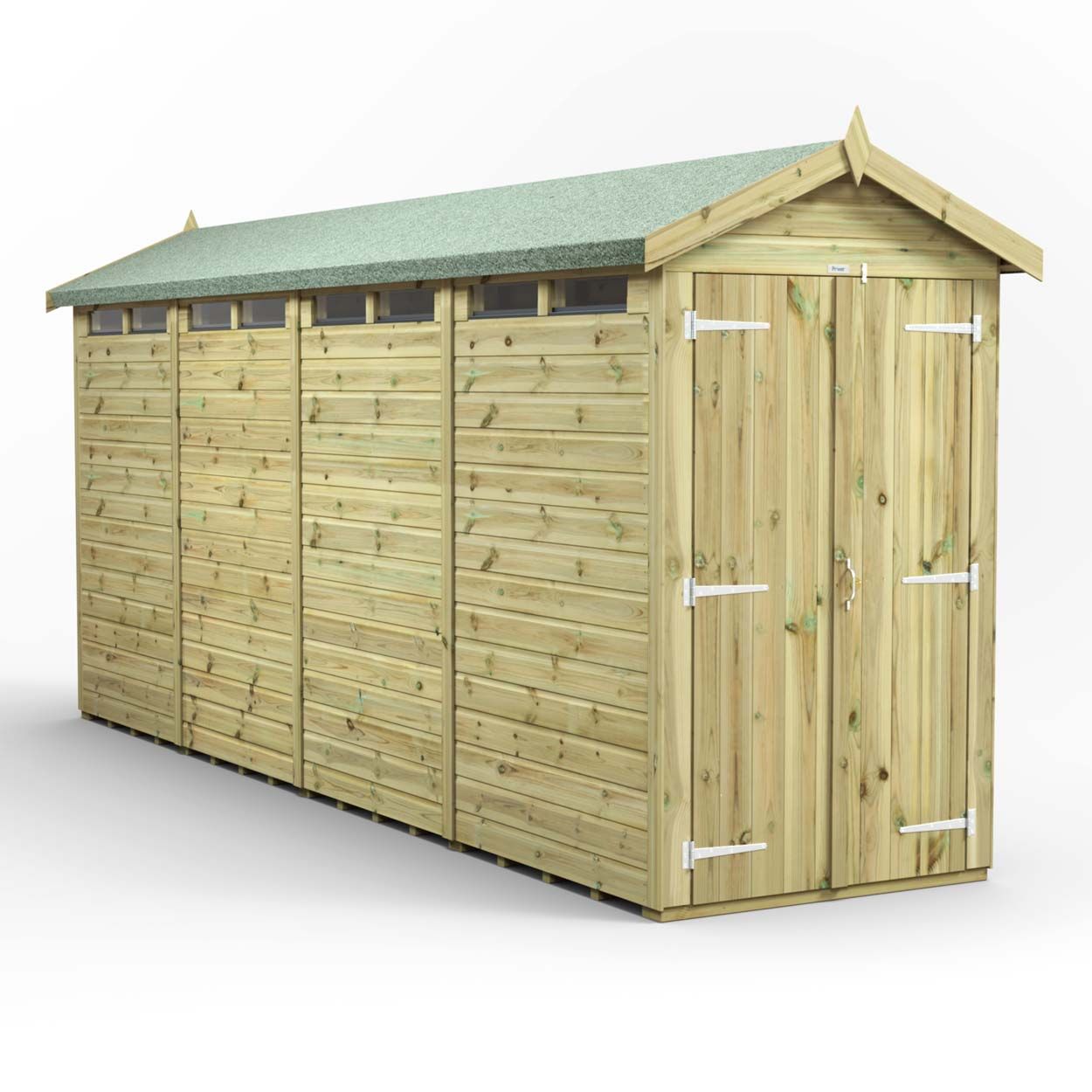 Powersheds Prem Apex Security Shed 16ftx4ft DD