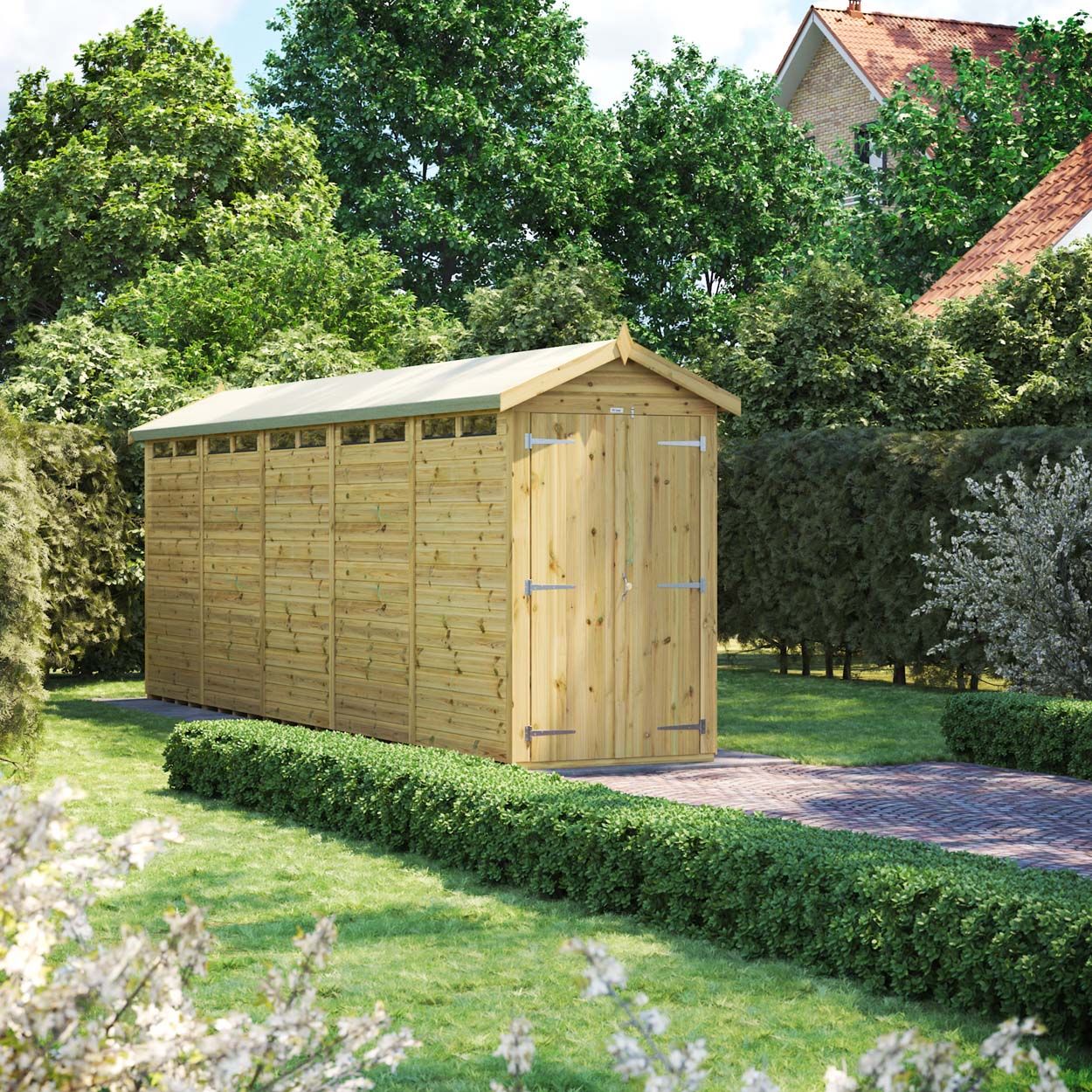 Powersheds Prem Apex Security Shed 20ftx4ft DD