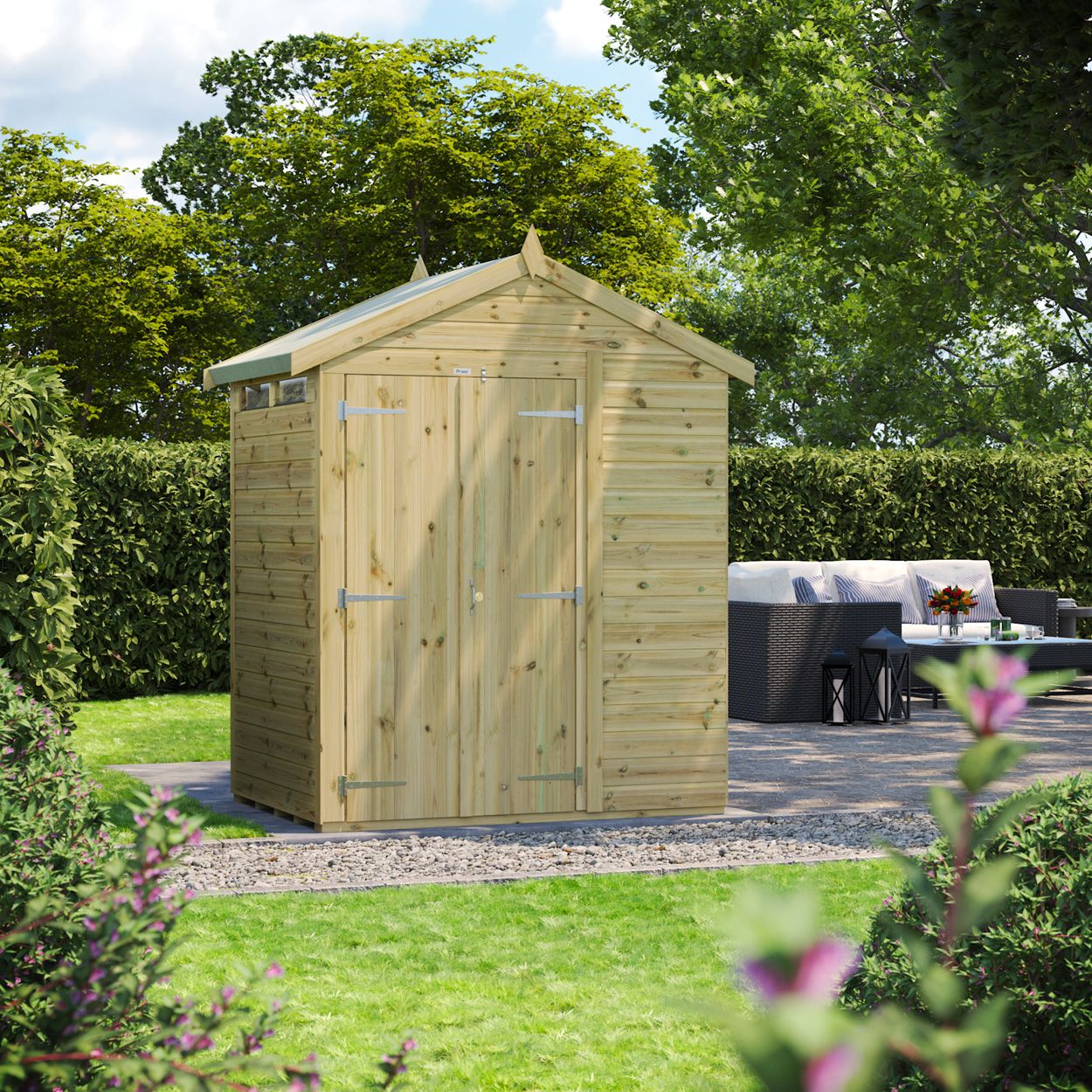Powersheds Prem Apex Security Shed 4ftx6ft DD