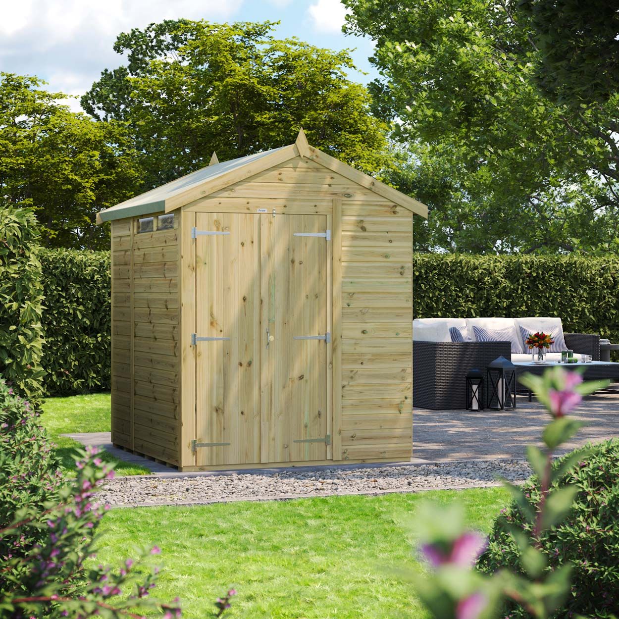 Powersheds Prem Apex Security Shed 6ftx6ft DD