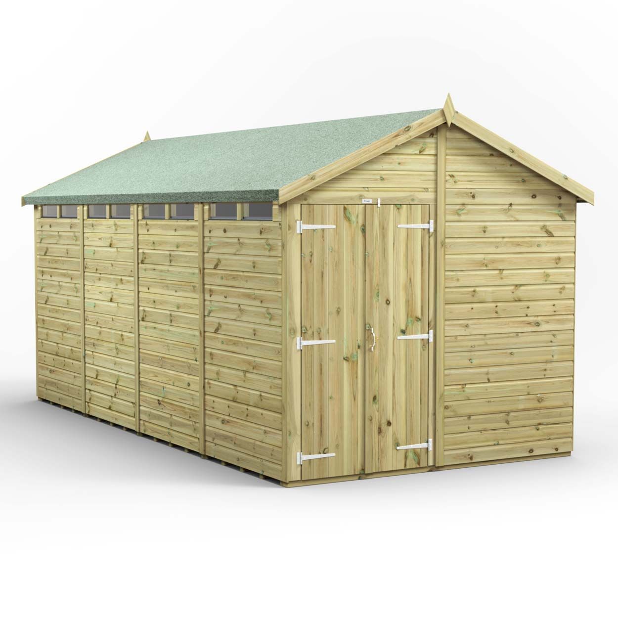 Powersheds Prem Apex Security Shed 16ftx8ft DD