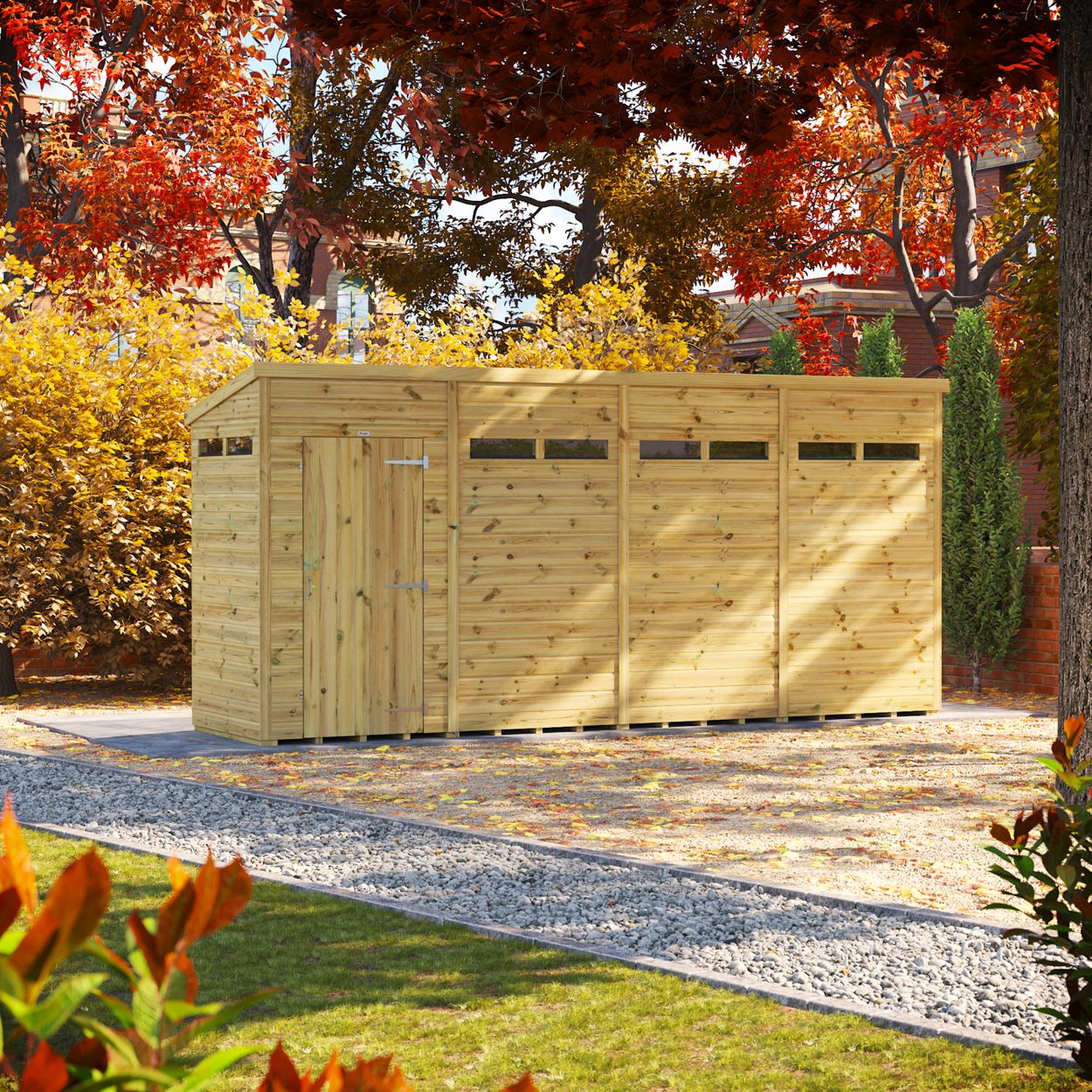 Powersheds Prem Pent Security Shed 16ftx4ft